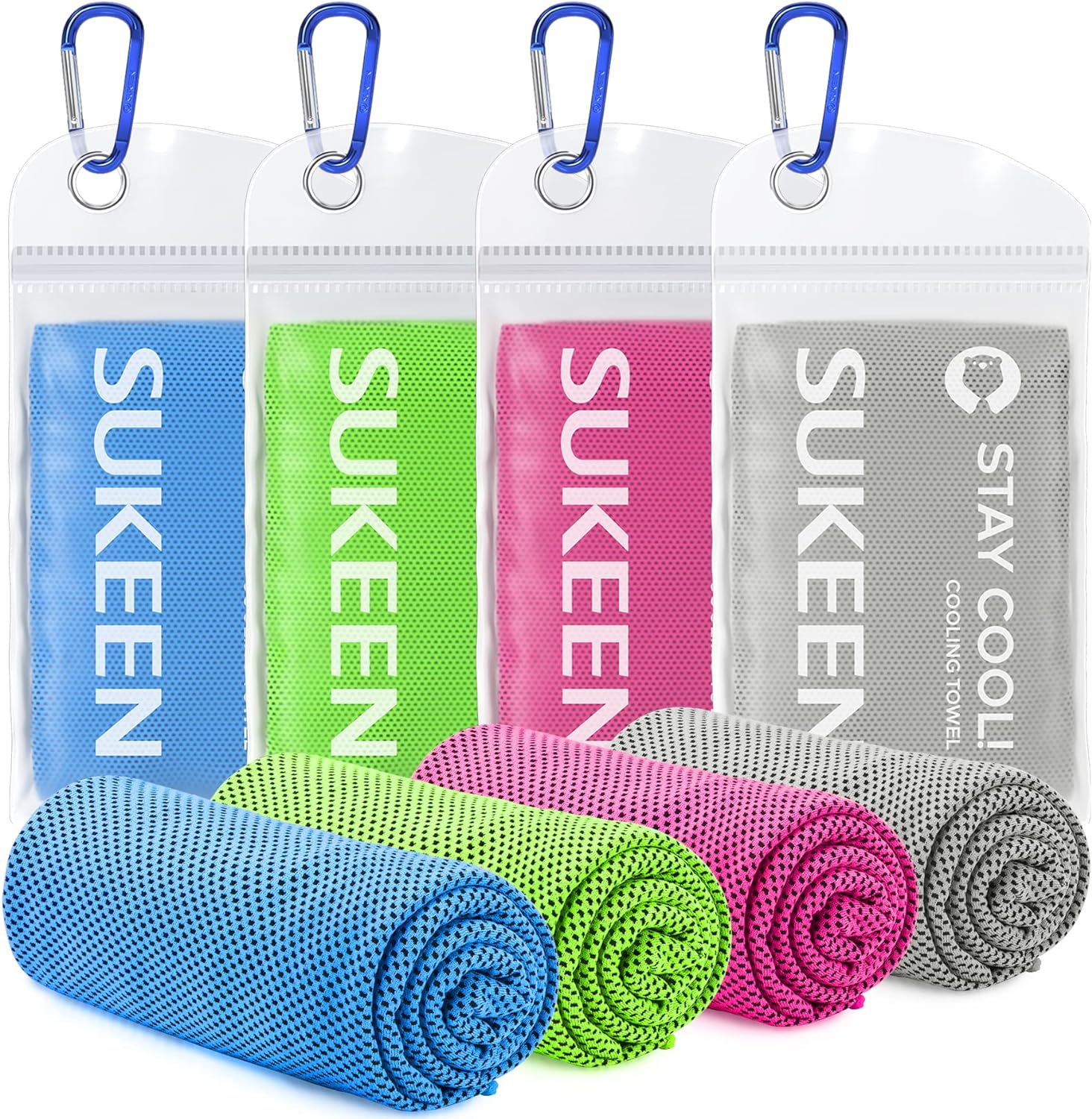 Sukeen [4 Pack Cooling Towel (40"x12"), Ice Towel, Soft Breathable Chilly Towel,...
