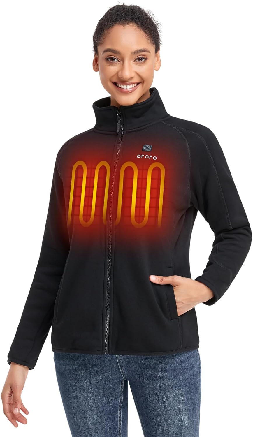 ORORO Women’s Heated Fleece Jacket, Special Fleece Heating Jacket with Battery,...