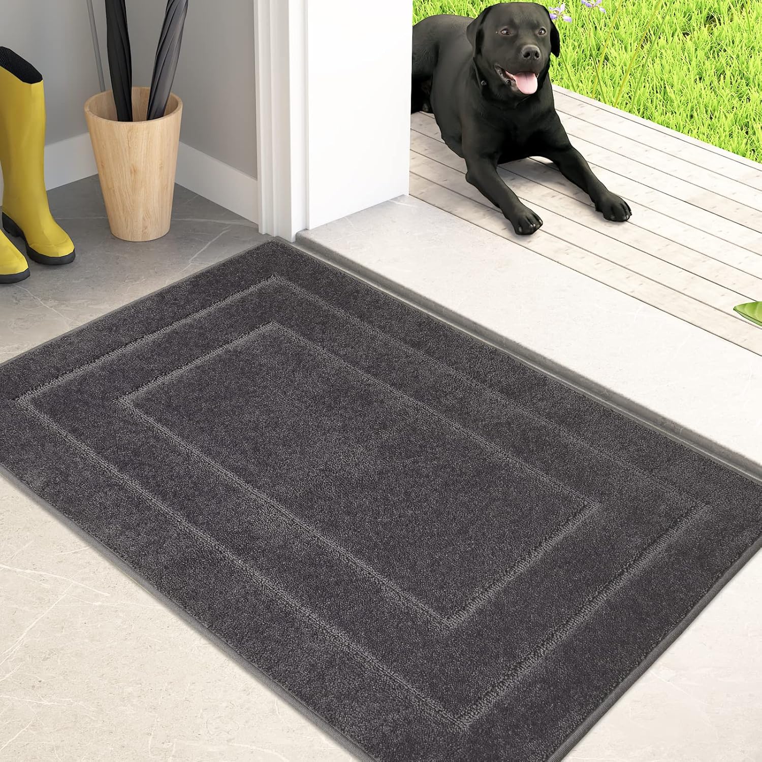 PURRUGS Dirt Trapper Door Mat 24" x 35.5", Non-Slip/Skid Machine Washable Entryw...