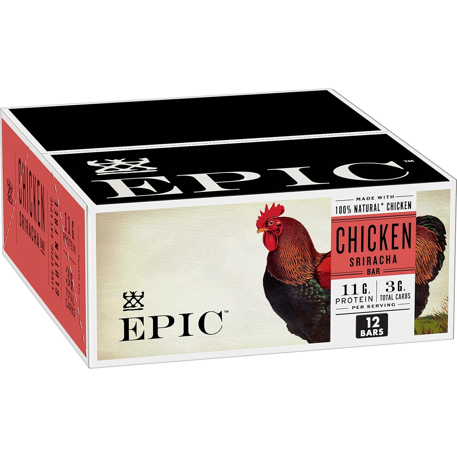 EPIC Protein Bars, Chicken Sriracha, Keto and Paleo Friendly, 1.3 oz, 12 ct Chic...