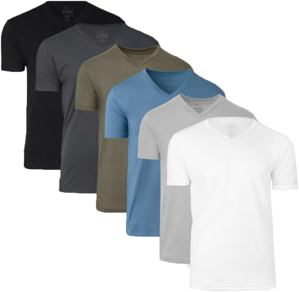 Men’s Premium Fitted V Neck T-Shirts, Special Large Black/Military Green/Heather...