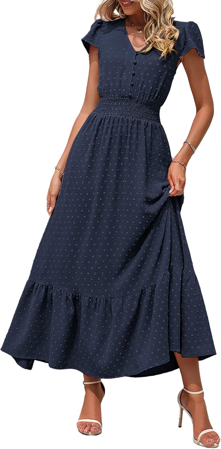 PRETTYGARDEN Womens Dresses, Special Boho Short Sleeve V Neck Dress, Innovative...