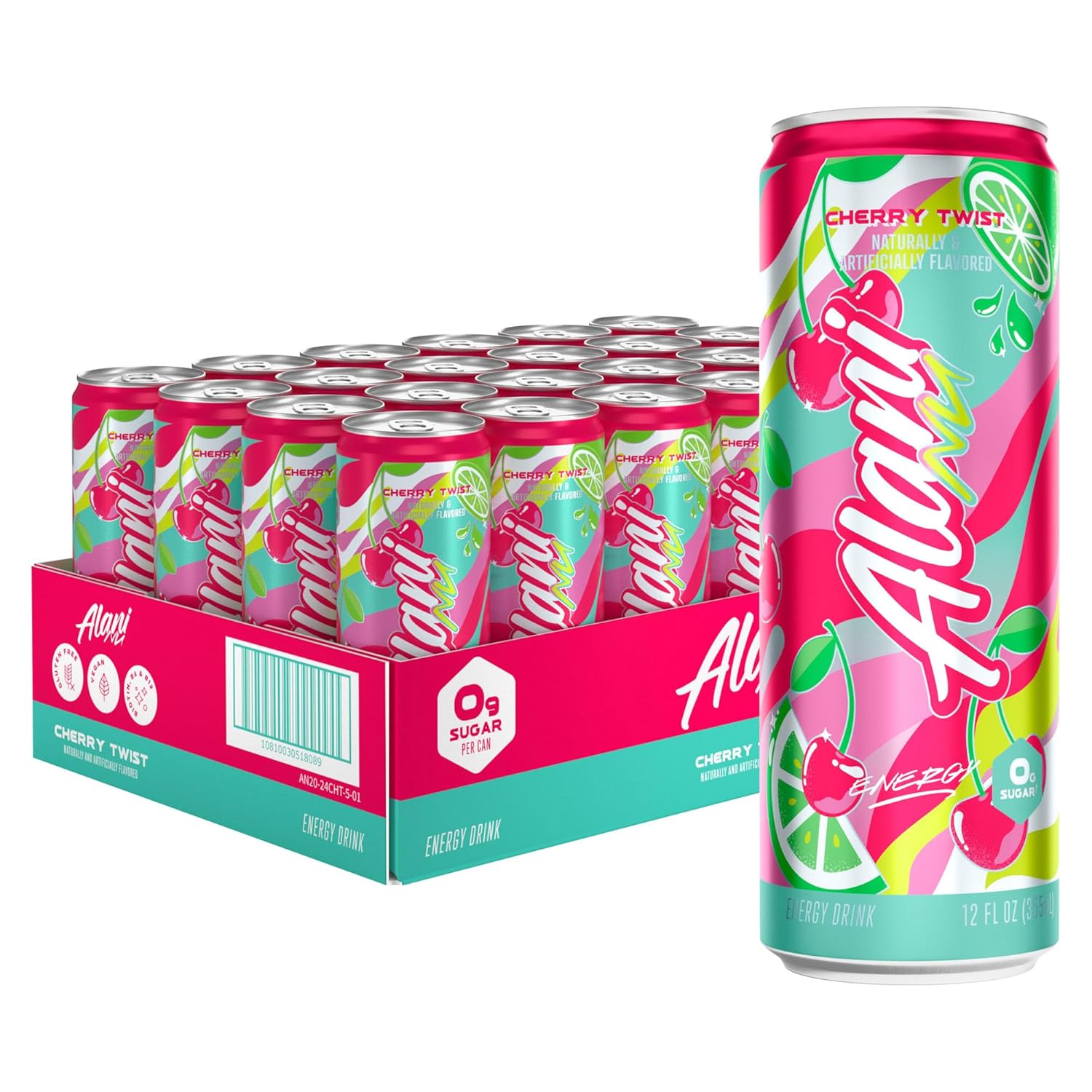 Alani Nu Cherry Twist Sugar Free, Low Calorie Energy Drinks | 200mg Caffeine | s...