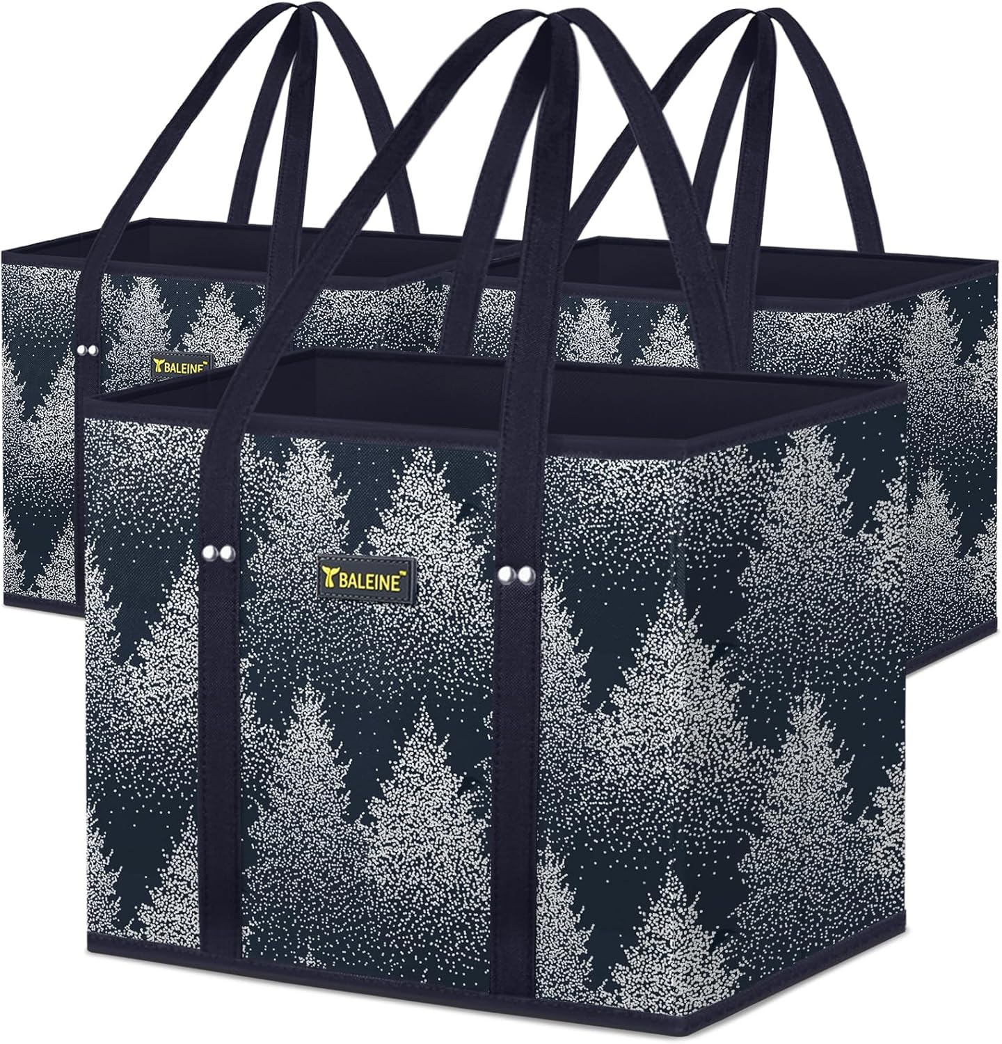 BALEINE 3Pk Grocery Bags, Special Foldable Reusable Shopping Bags, Innovative Gr...
