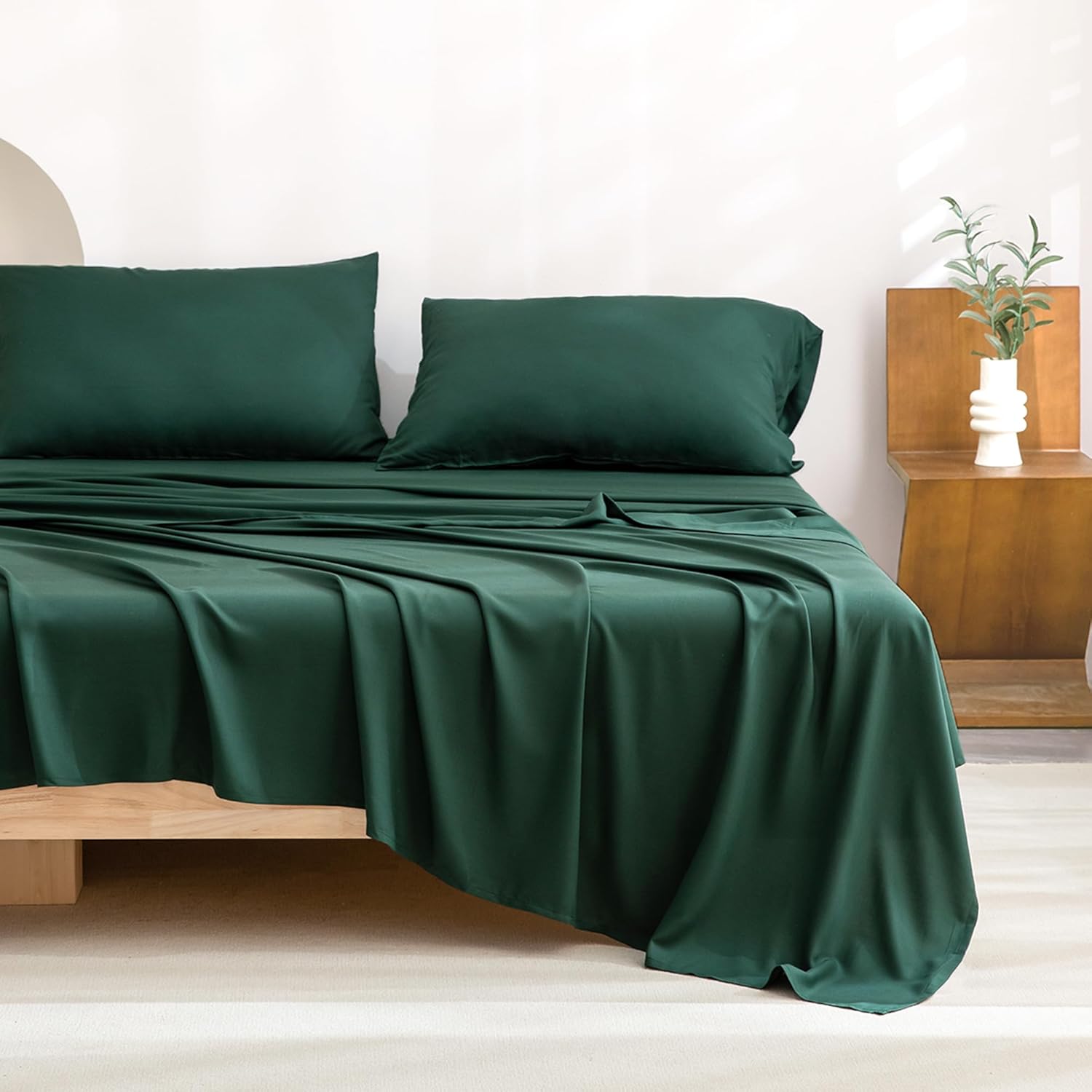 Andency Queen Sheets Set, 100% Viscose Derived from Bamboo, Cooling Summer Bed S...