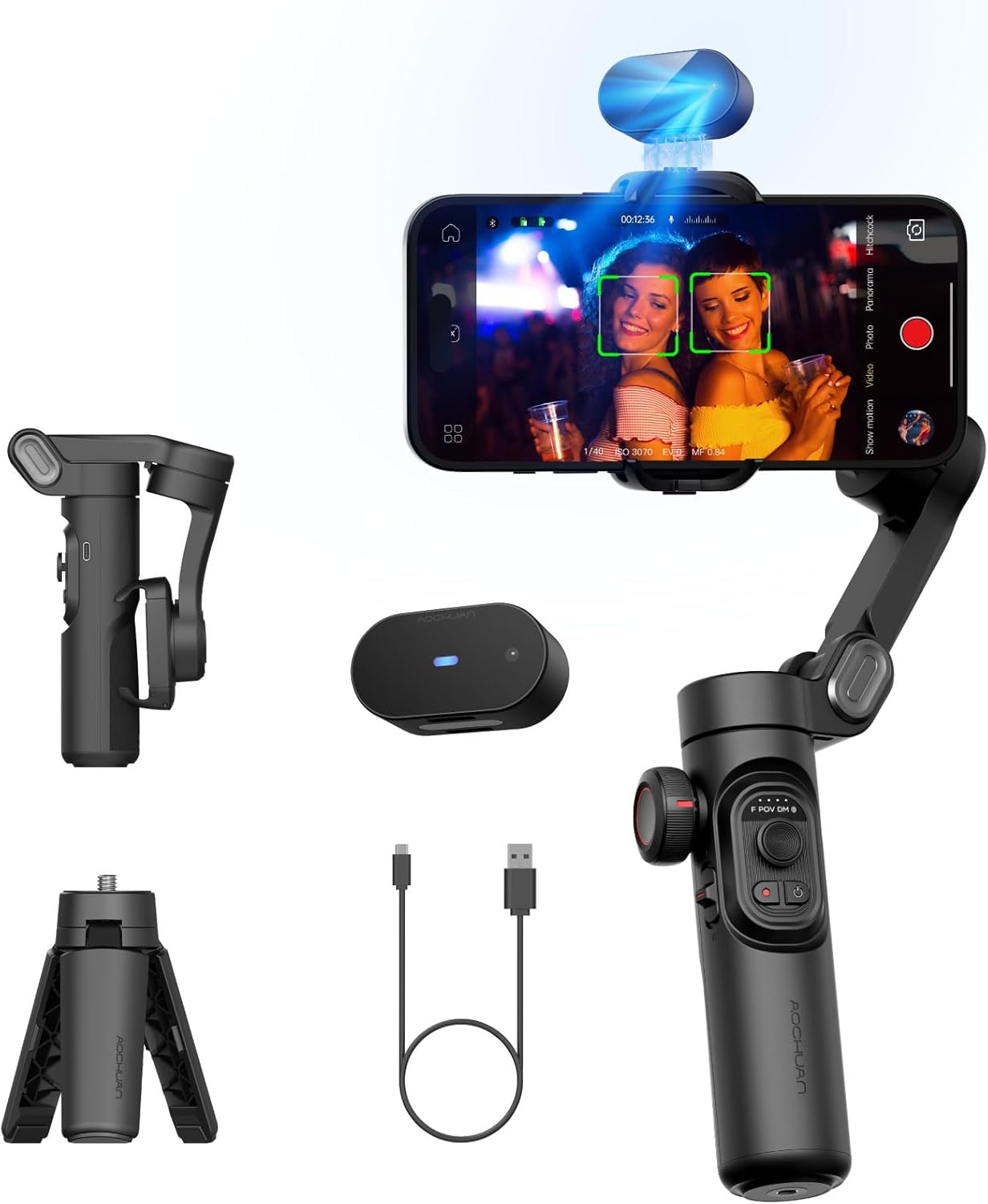 Gimbal Stabilizer, Special 3-Axis Phone Gimbal with AI Tracking Sensor, Innovati...