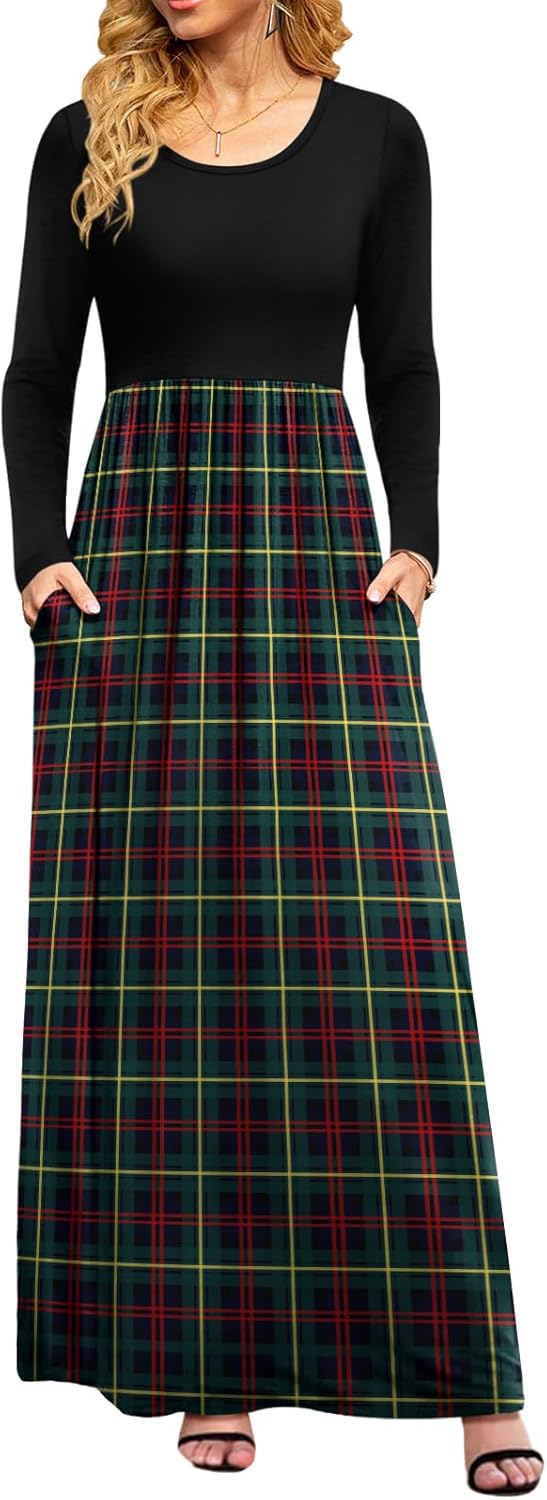 DB MOON, Casual Maxi Dresses for Women, Special Long Sleeve Dress with Empire Wa...