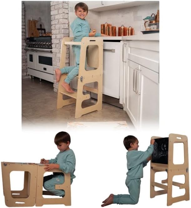 Avenlur Date 4-in-1 Foldable Kitchen Tower, Special Toddler Step Stool with Chal...