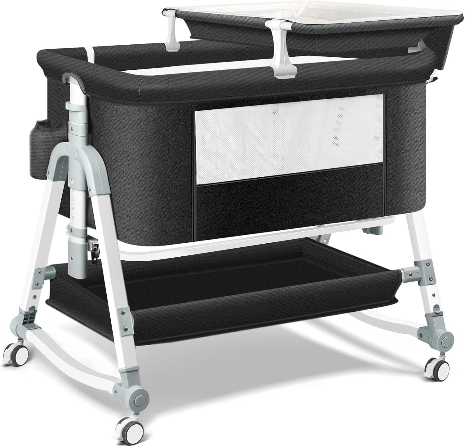 Uuoeebb 4 in 1 Bedside Crib, Bassinet, Baby Crib with Changing Table, Baby Bassi...