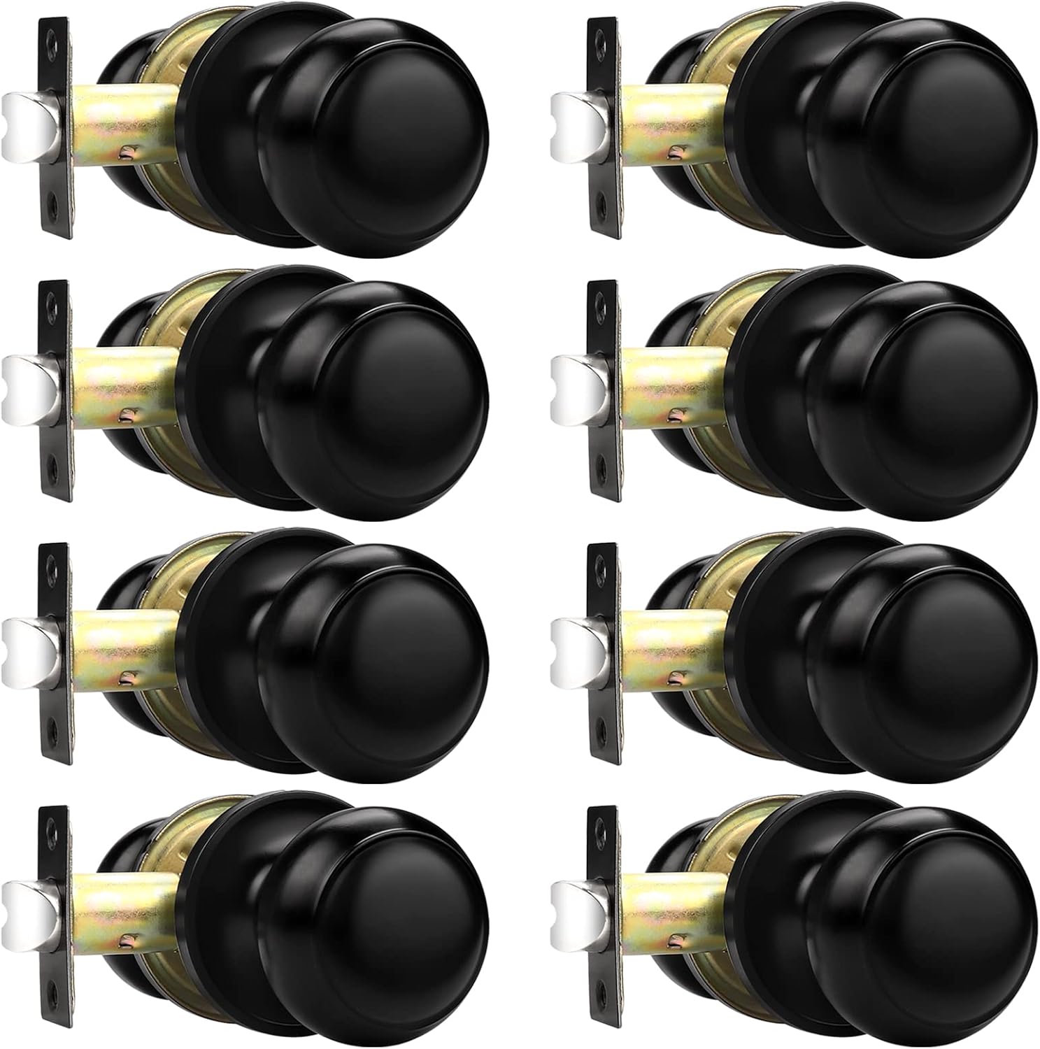 Probrico Hall/Closet Door Knobs in Flat Black Finish,Interior Passage Door Knobs...