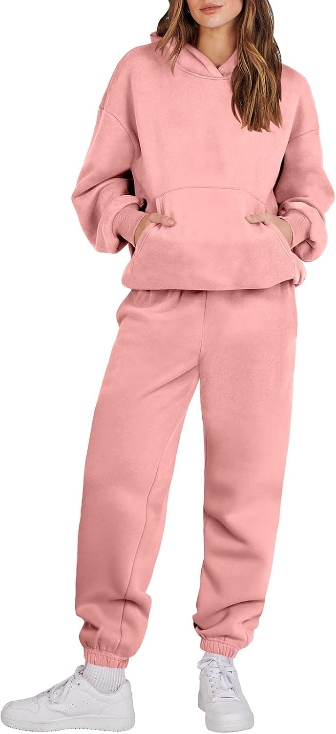 ANRABESS Womens 2 Piece Outfits Lounge Hoodie Oversized Sweatshirt Jogger Sweatp...
