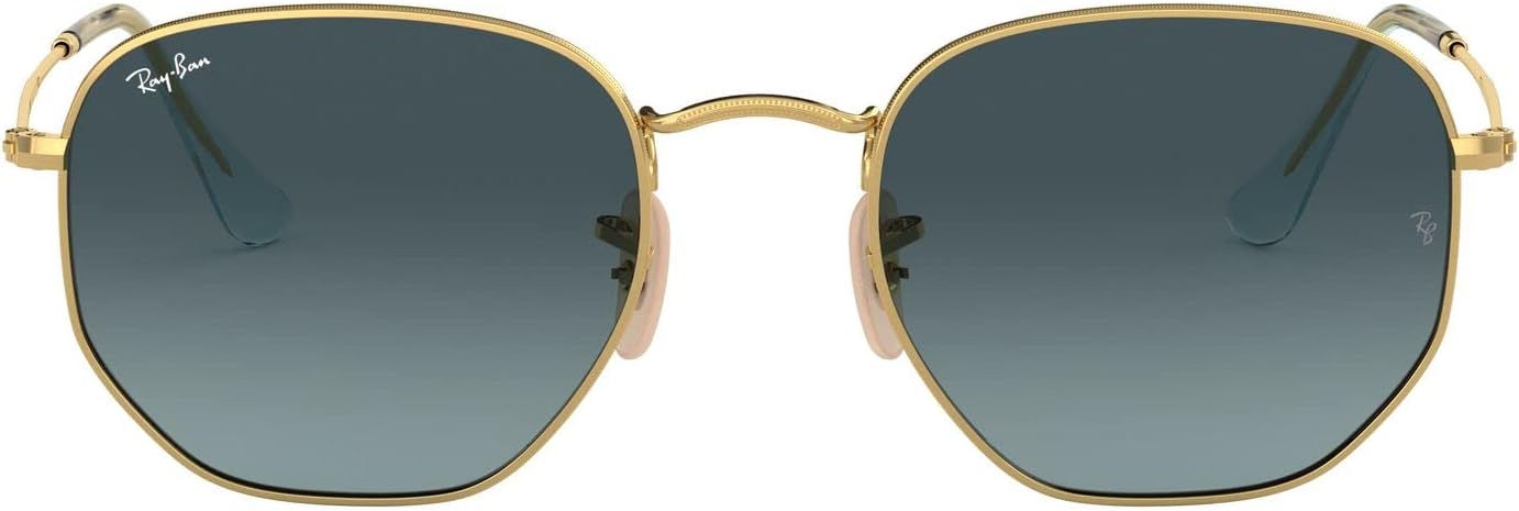 Ray-Ban RB3548N Hexagonal Flat Lens Sunglasses Gold/Blue Gradient Grey 51 Millim...