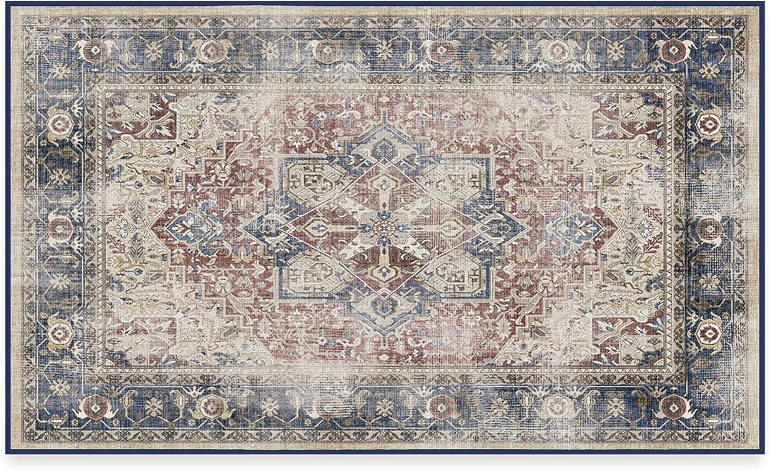 RUGGABLE Kamran Washable Rug - Perfect Vintage Washable Area Rug for Living Room...