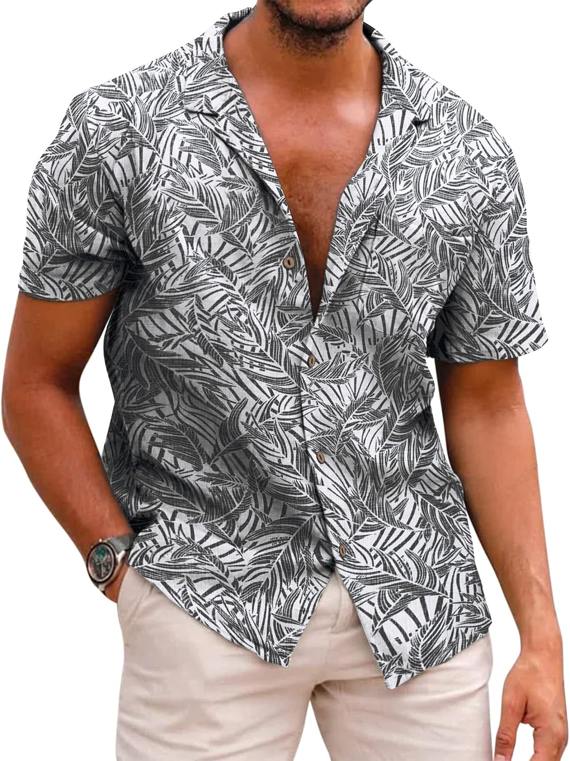 Men’s Hawaiian Shirts, Unique COOFANDY Tropical Floral Shirt, Premium Cotton Lin...