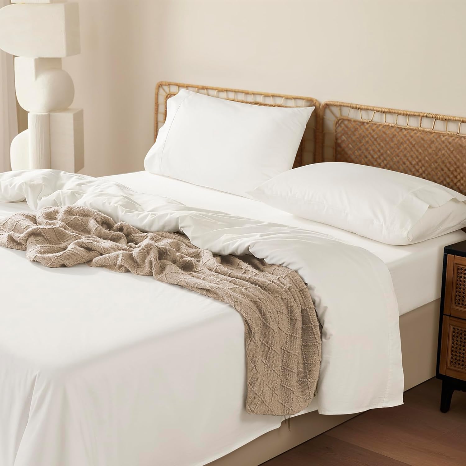 LBRO2M 100% Egyptian Cotton Sheets Set, Special Bed Sheet Set with 1000 Thread C...