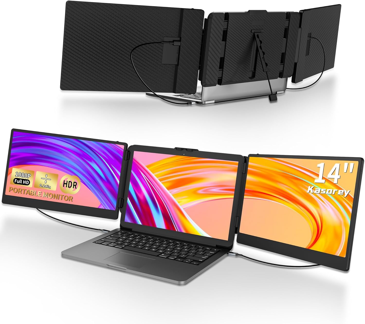 Laptop Screen Extender, 14'' FHD IPS Ultra-Thin Du...