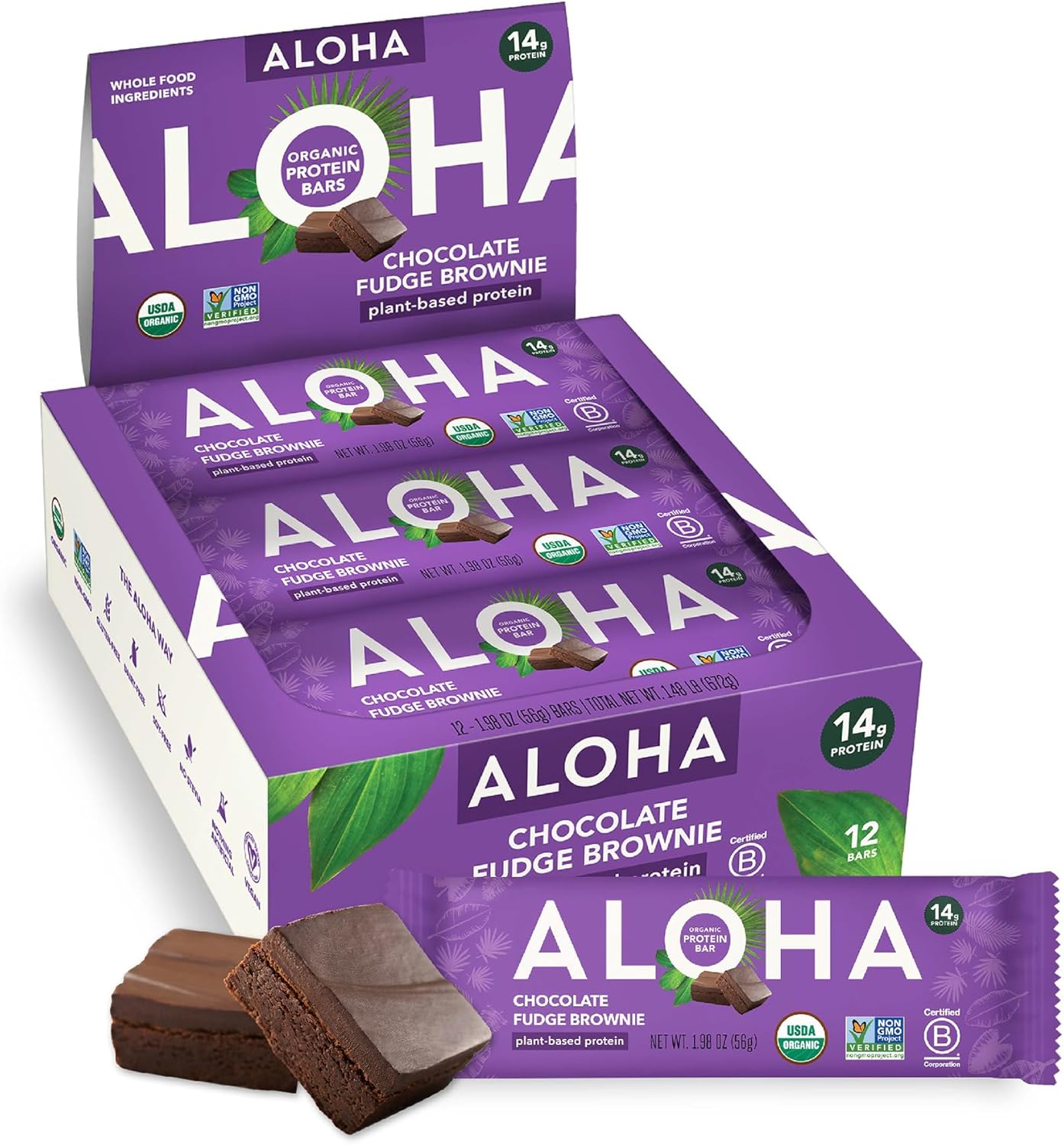 ALOHA Organic Plant-Based Protein Bars, Special Protein Bars For Chocolate Fudge...