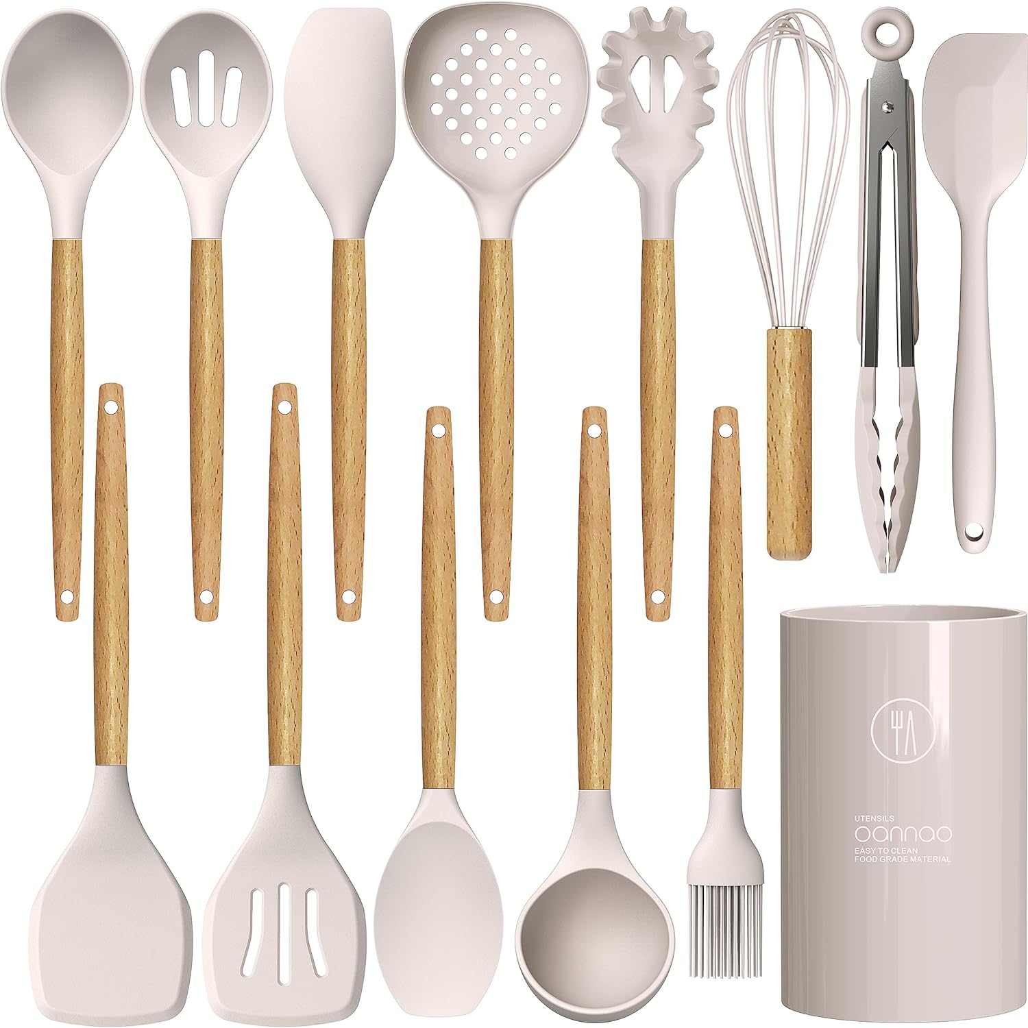 Silicone Cooking Utensils Set - 446°F Heat Resistant Silicone Kitchen Utensils f...