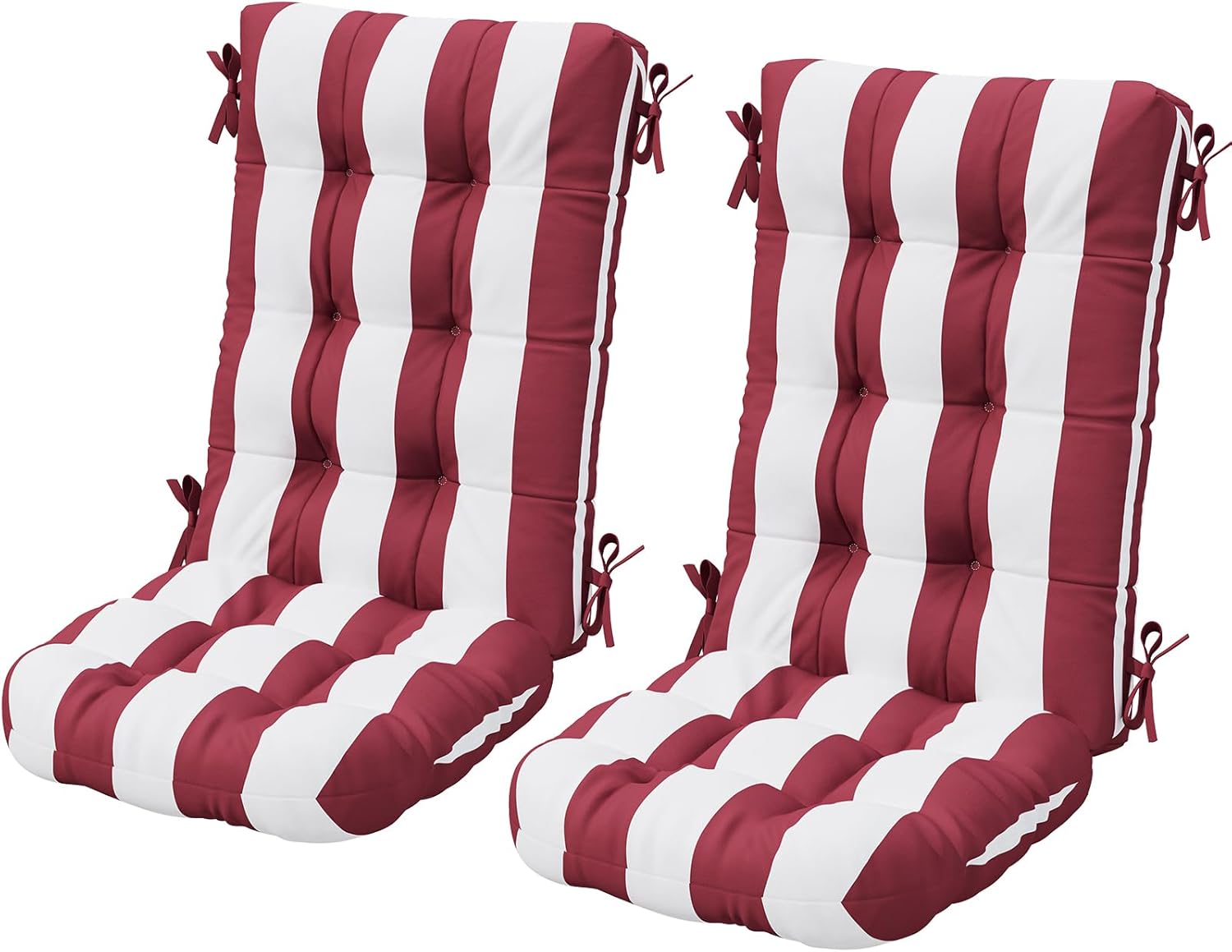 SERWALL HDPE Outdoor Rocking Chair Cushion Set of 2, Memory Foam Cushion Red Whi...