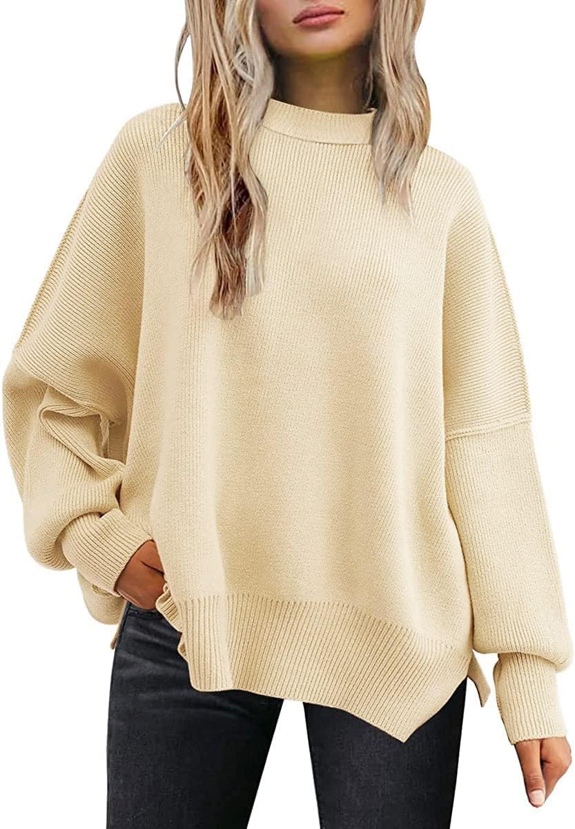 EFAN Women's Oversized Sweaters 2024 Fall Crewneck Batwing Sleeve Pullover Sweat...