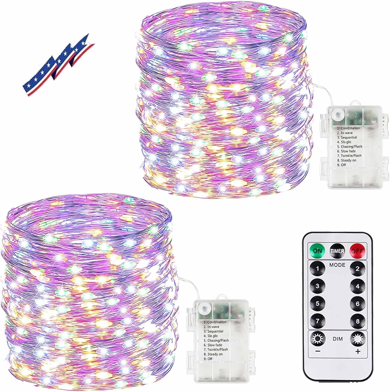 2Pack 132Ft 400LED Battery Operated Fairy Lights with Remote, Waterproof Battery...