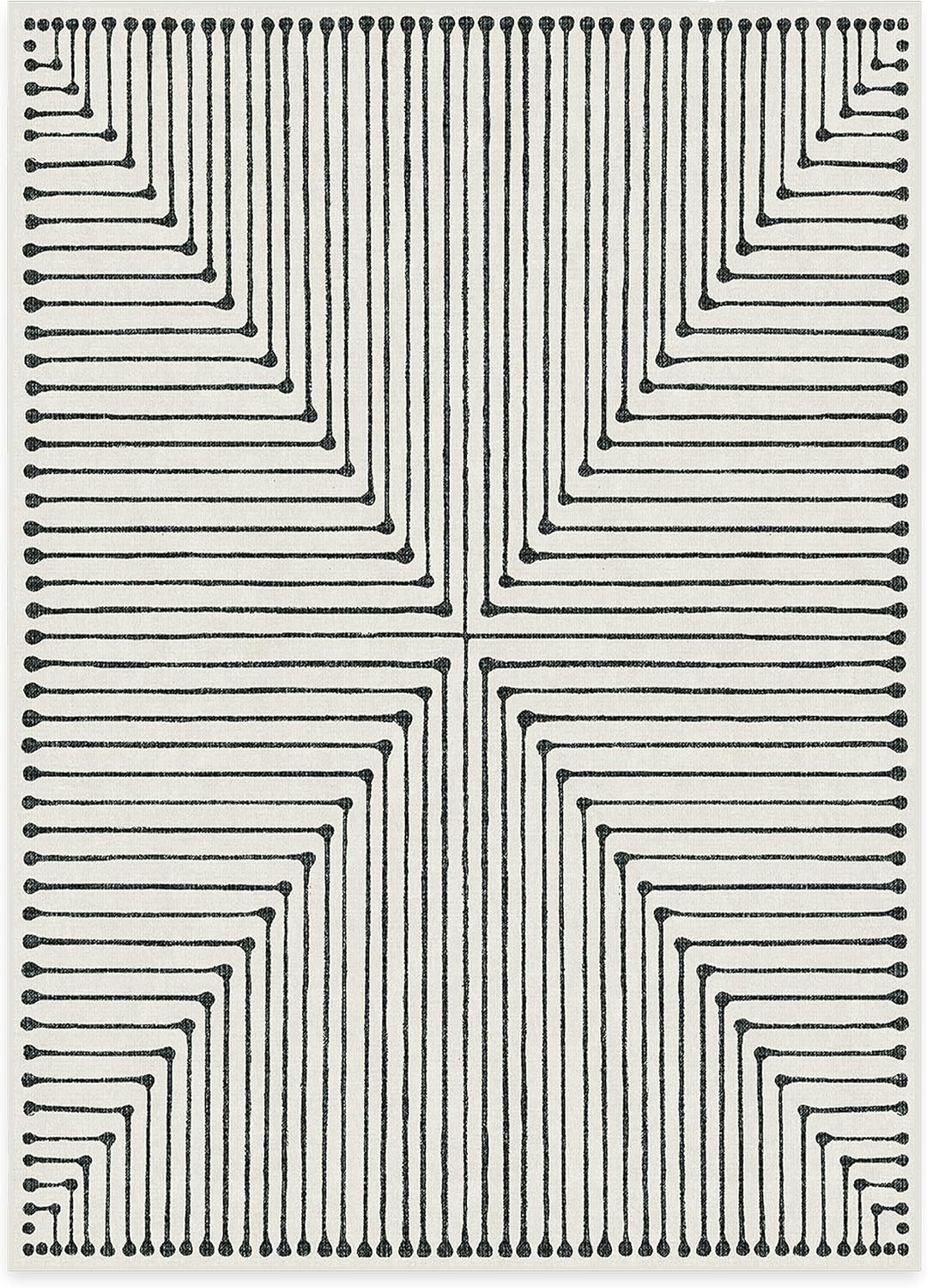 RUGGABLE x Jonathan Adler – Inkdrop Black & Ivory – Machine Washable Area Rug –...