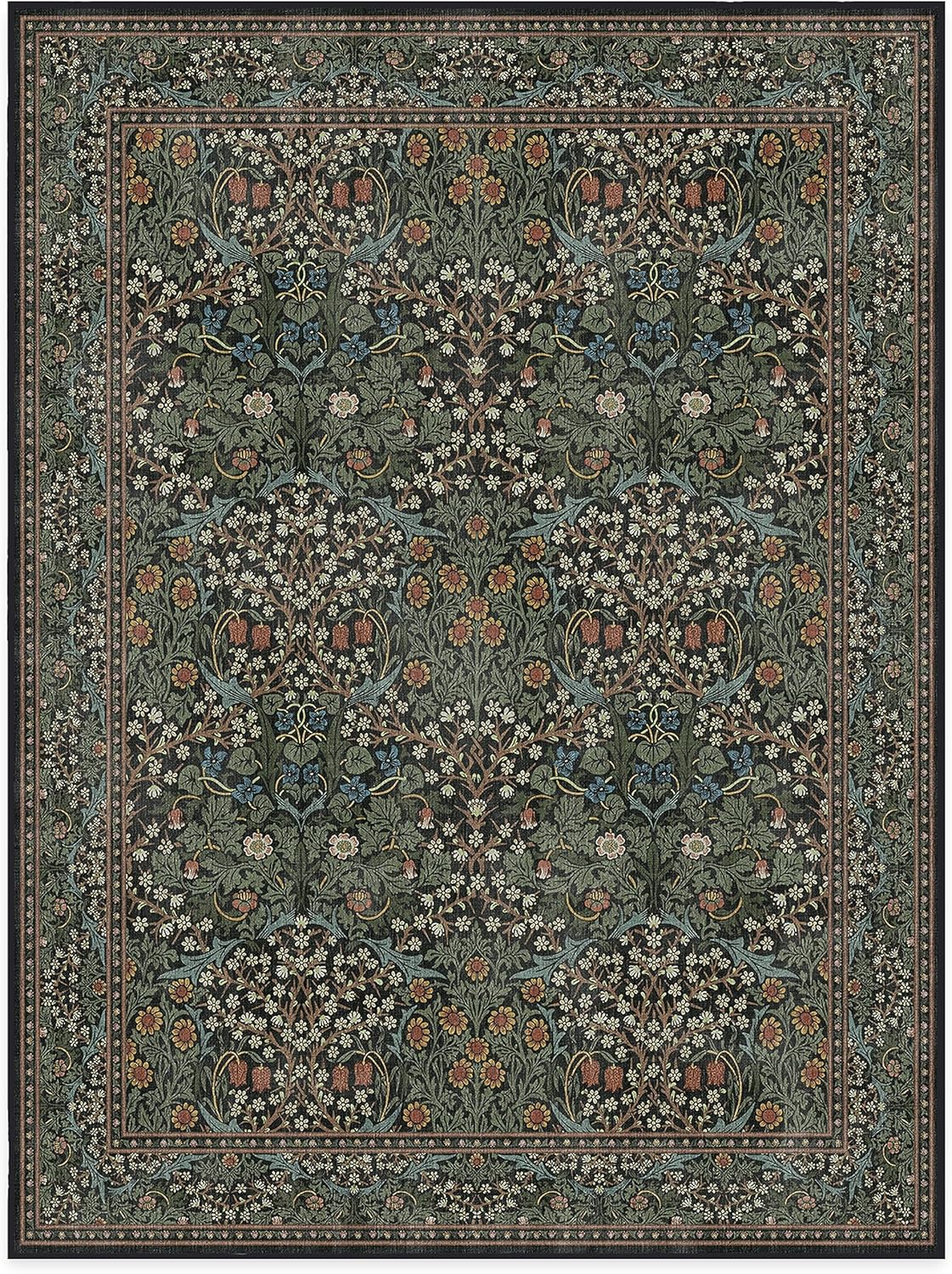 RUGGABLE x Morris & Co Washable Rug - Perfect Bohemian Area Rug for Living Room...