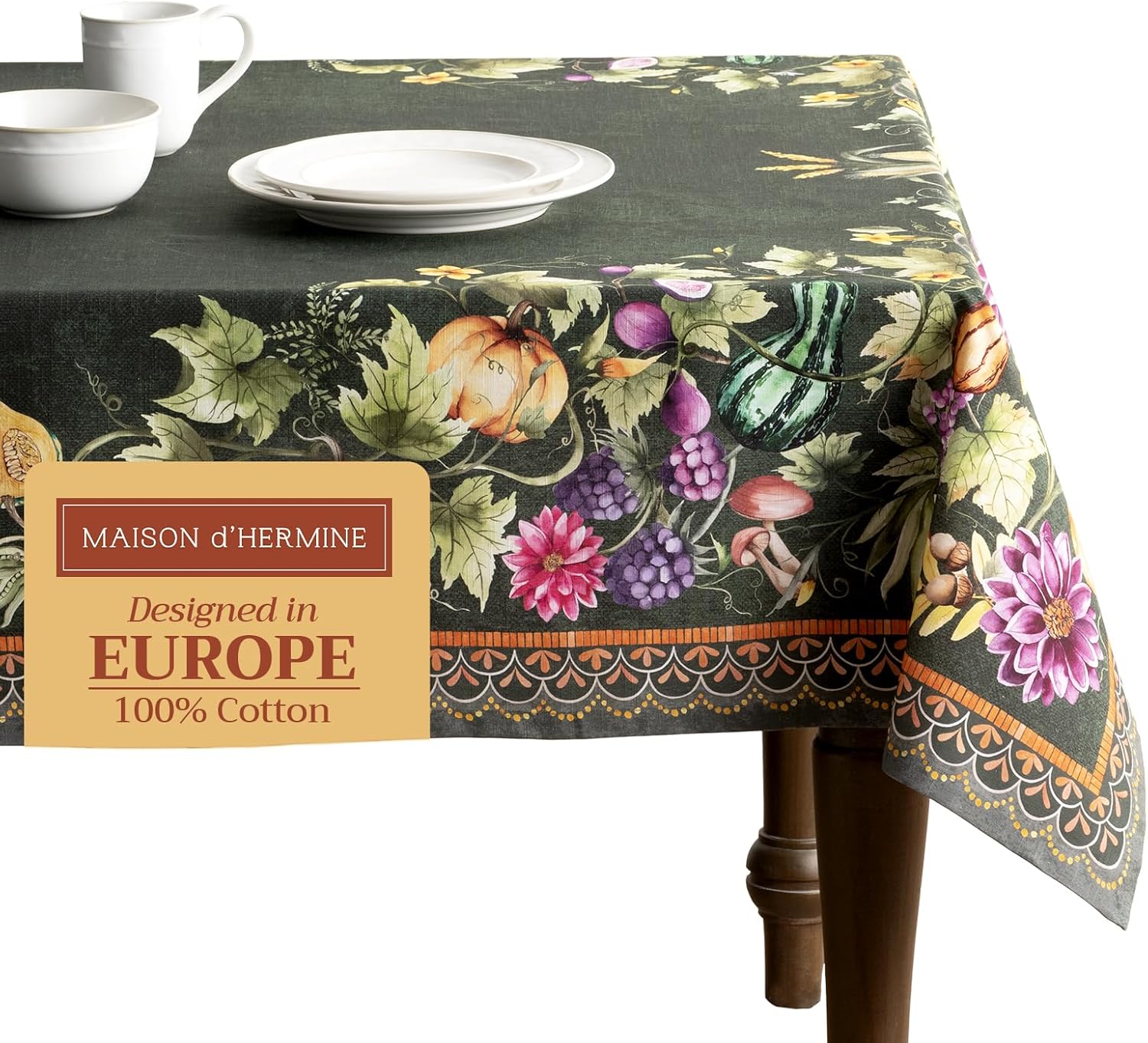 Maison d' Hermine 100% Cotton Table Cover - 60"x90" Rectangle Decorative Tablecl...