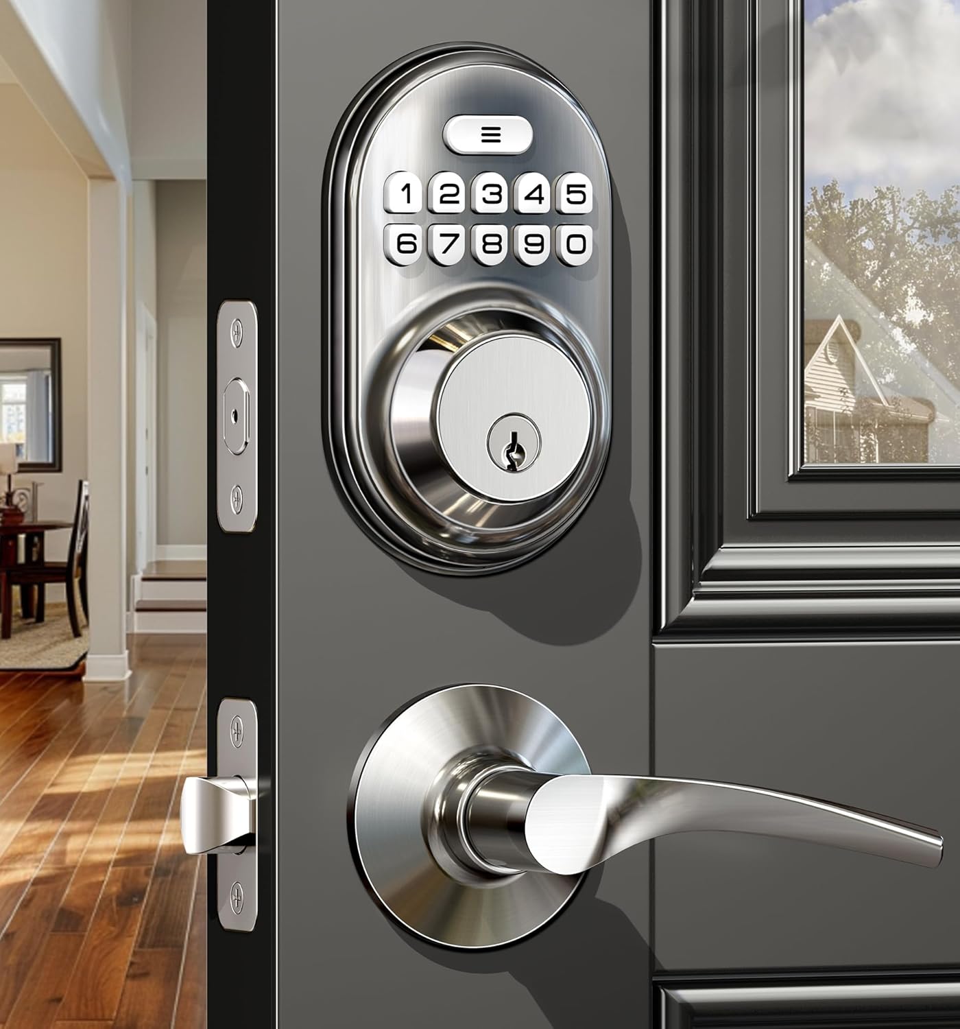 Veise Keyless Entry Door Lock with 2 Lever Handles - Electronic Keypad Deadbolt,...