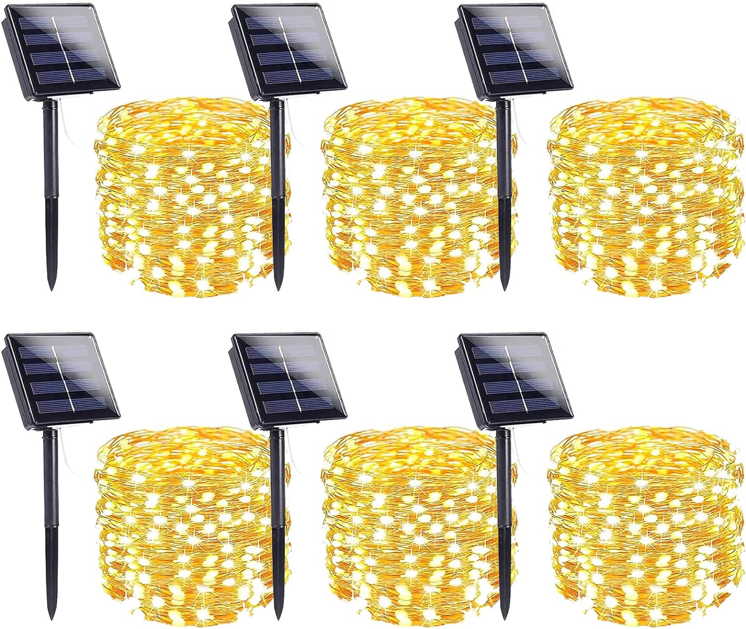 6-Pack Solar String Lights Outdoor, Extra-Long 600LED Solar Christmas Lights Wat...