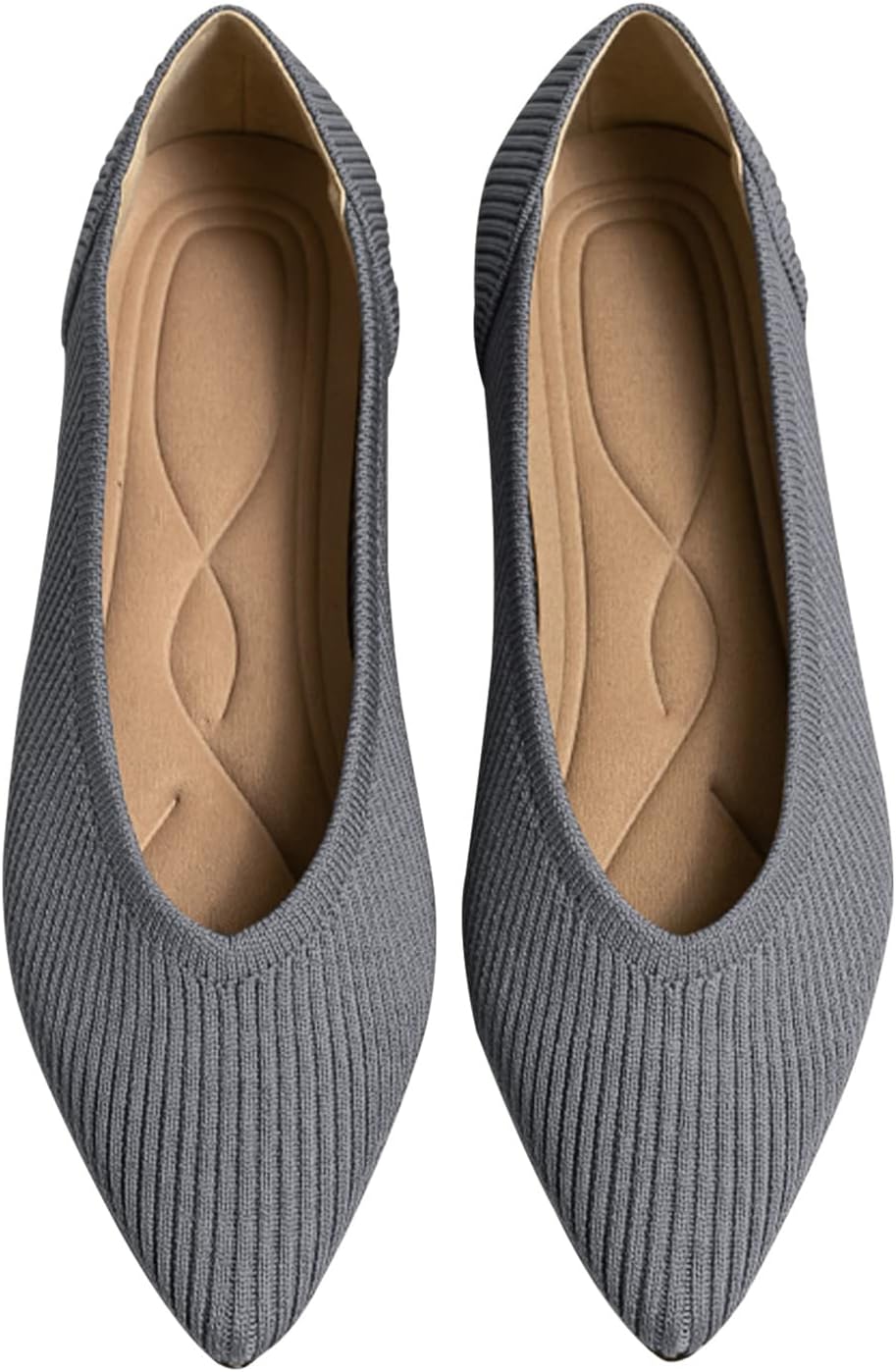 Women's Flats Shoes Pointed Toe Knit Ballet Comfortable Dressy Slip On Flat 8.5...
