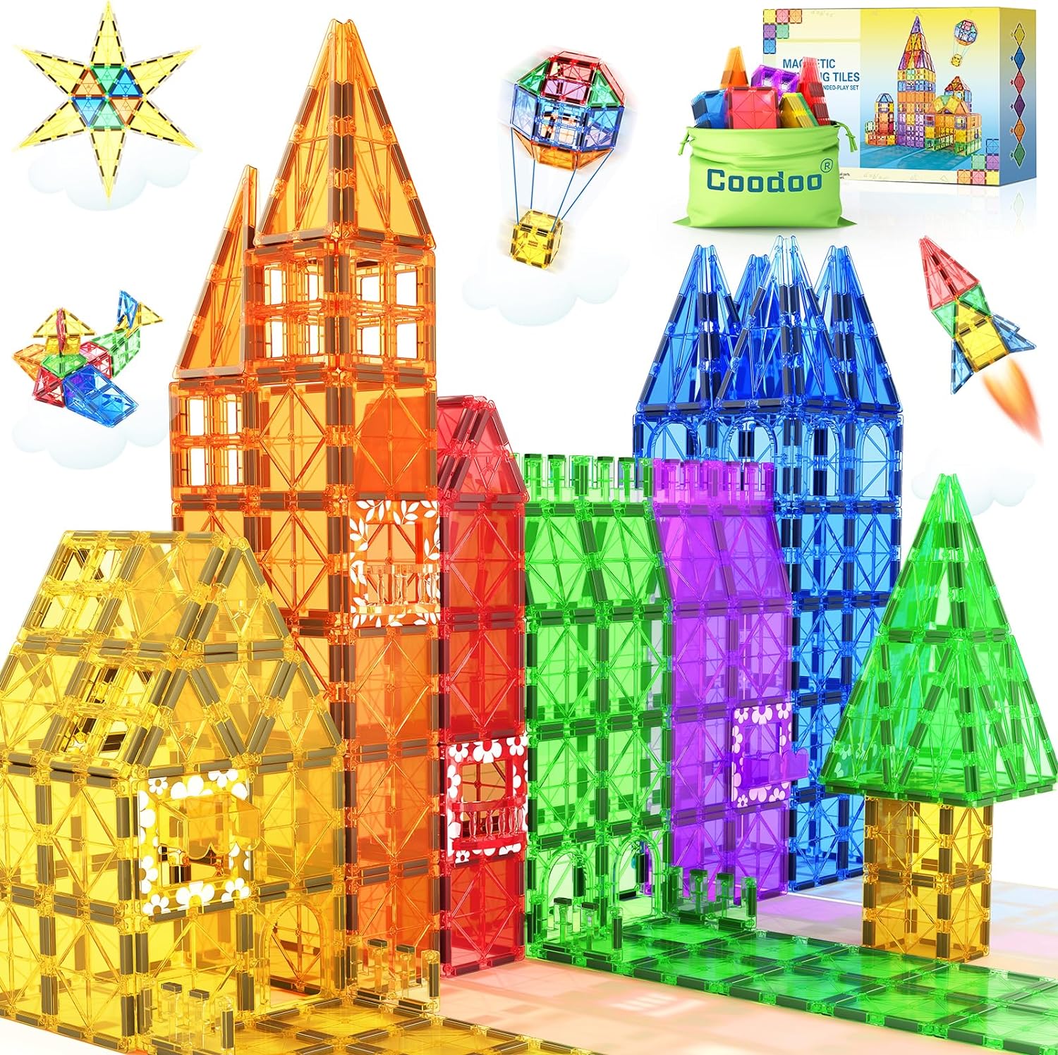 60 PCS Magnetic Building Tiles Kids Toys STEM Magnetic Blocks Sensory Toys Kids...