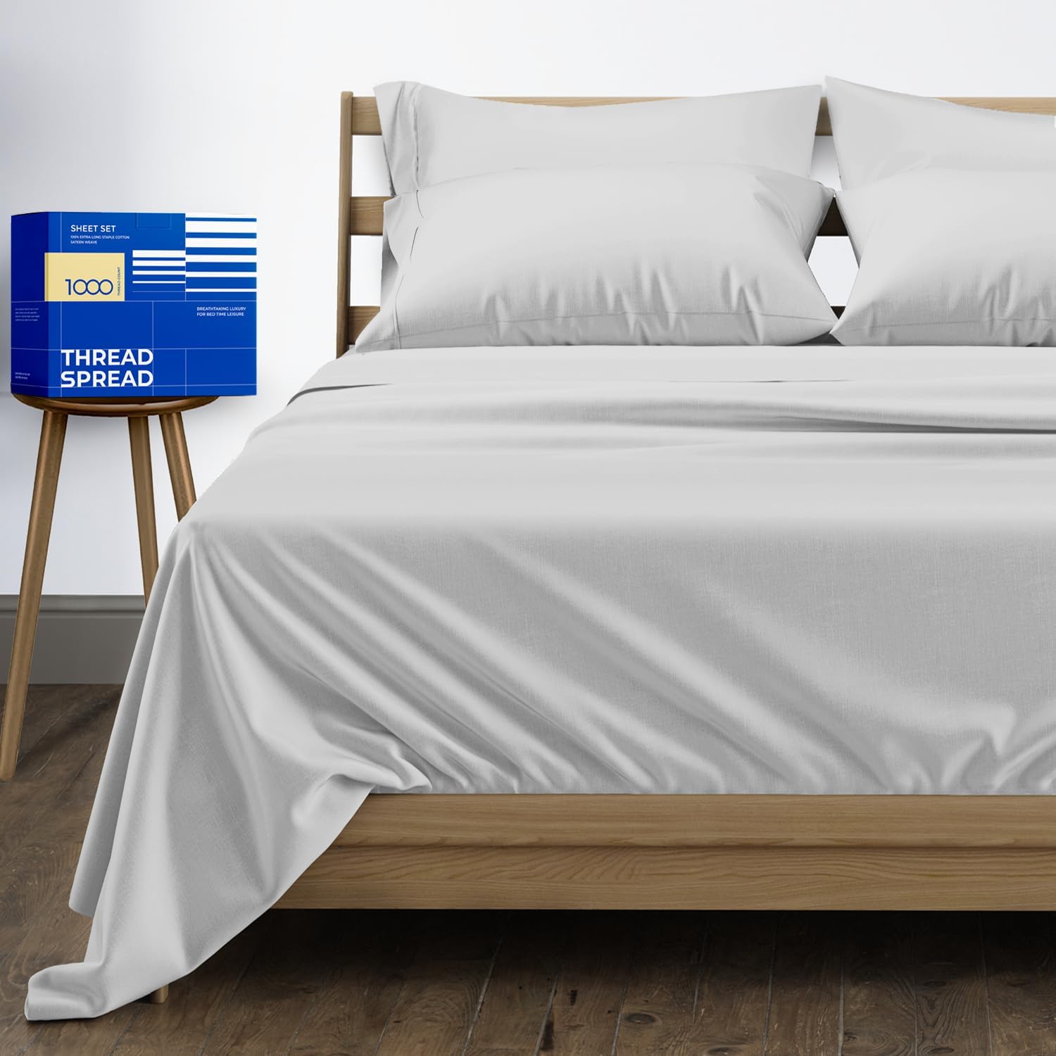 Luxurious THREAD SPREAD Queen Egyptian Cotton Sheet Set, Best 100% Cotton Sheets...