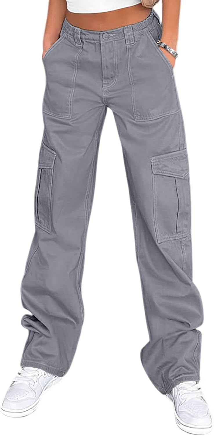 Lepunuo Cargo Pants for Women High Waisted Casual Pants Baggy Stretchy Wide Leg...