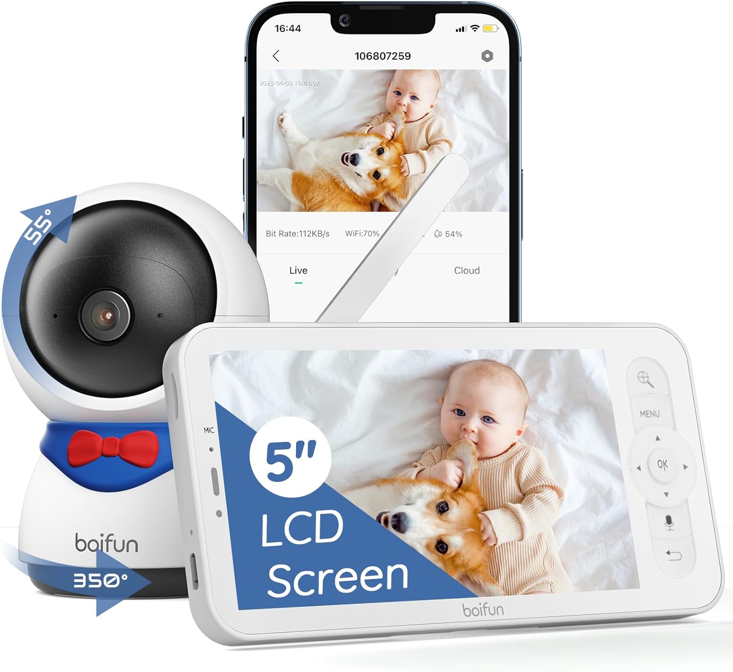 BOIFUN Wifi Video Baby Monitor Camera, App Control...