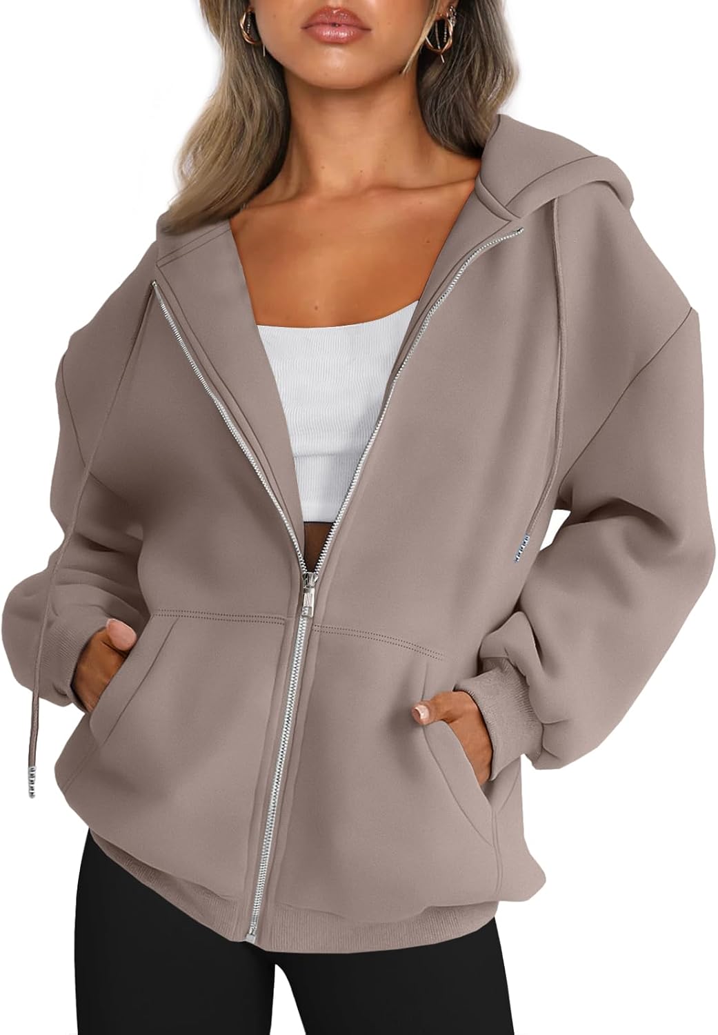 Trendy Queen Womens Zip Up Hoodies Long Sleeve Sweatshirts Fall Outfits Oversize...
