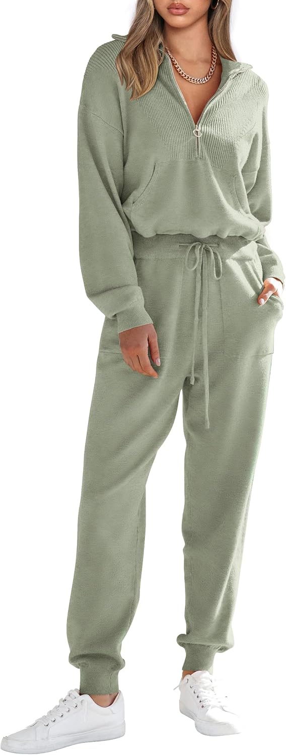PRETTYGARDEN Women's 2 Piece Sweater Set, Special Pullover Zip Up Sweatshirt, In...