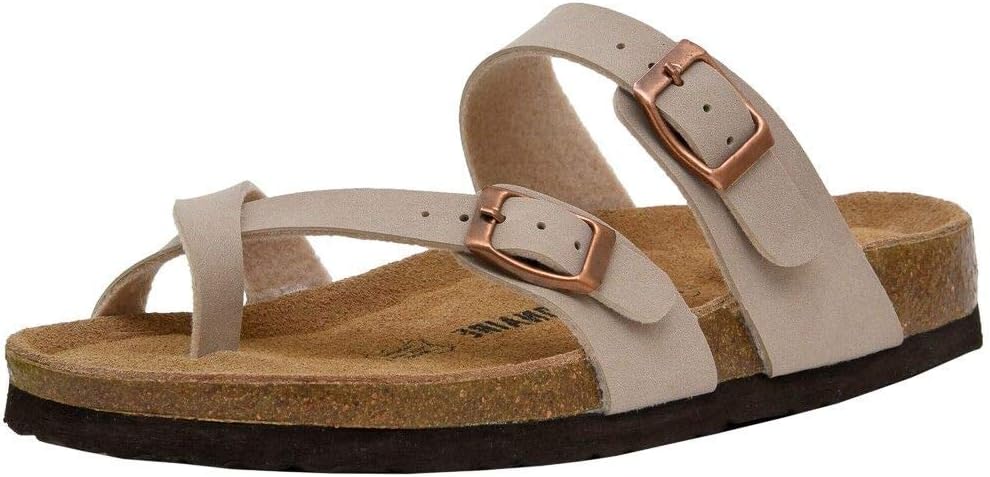 CUSHIONAIRE Women's Luna Cork Footbed Sandal With +Comfort 7 Stone