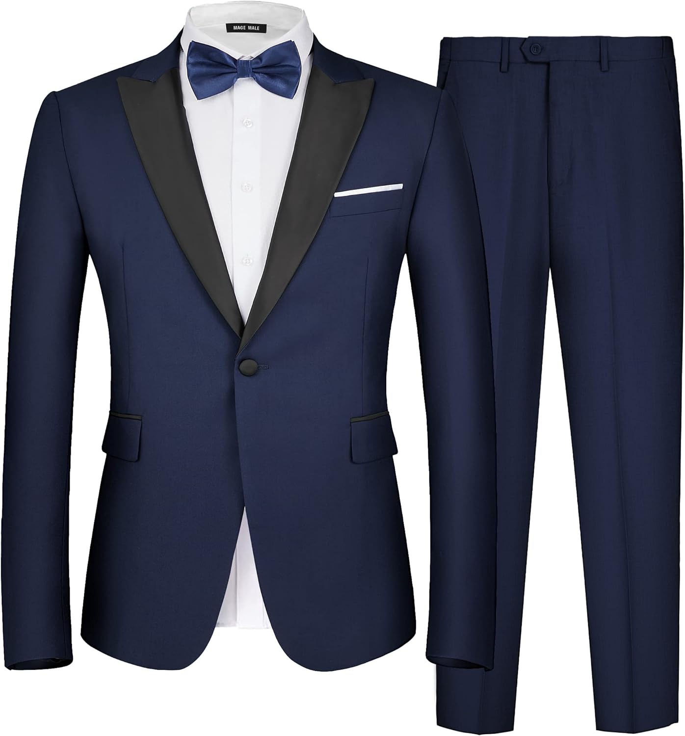MAGE MALE Men's 2 Piece Suit, Special Slim Fit Formal Wedding Tuxedo Suit with B...