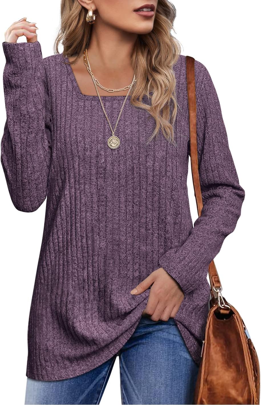 OFEEFAN Long Sleeve Shirts for Women, Special Lightweight Crew Neck Casual Tops,...