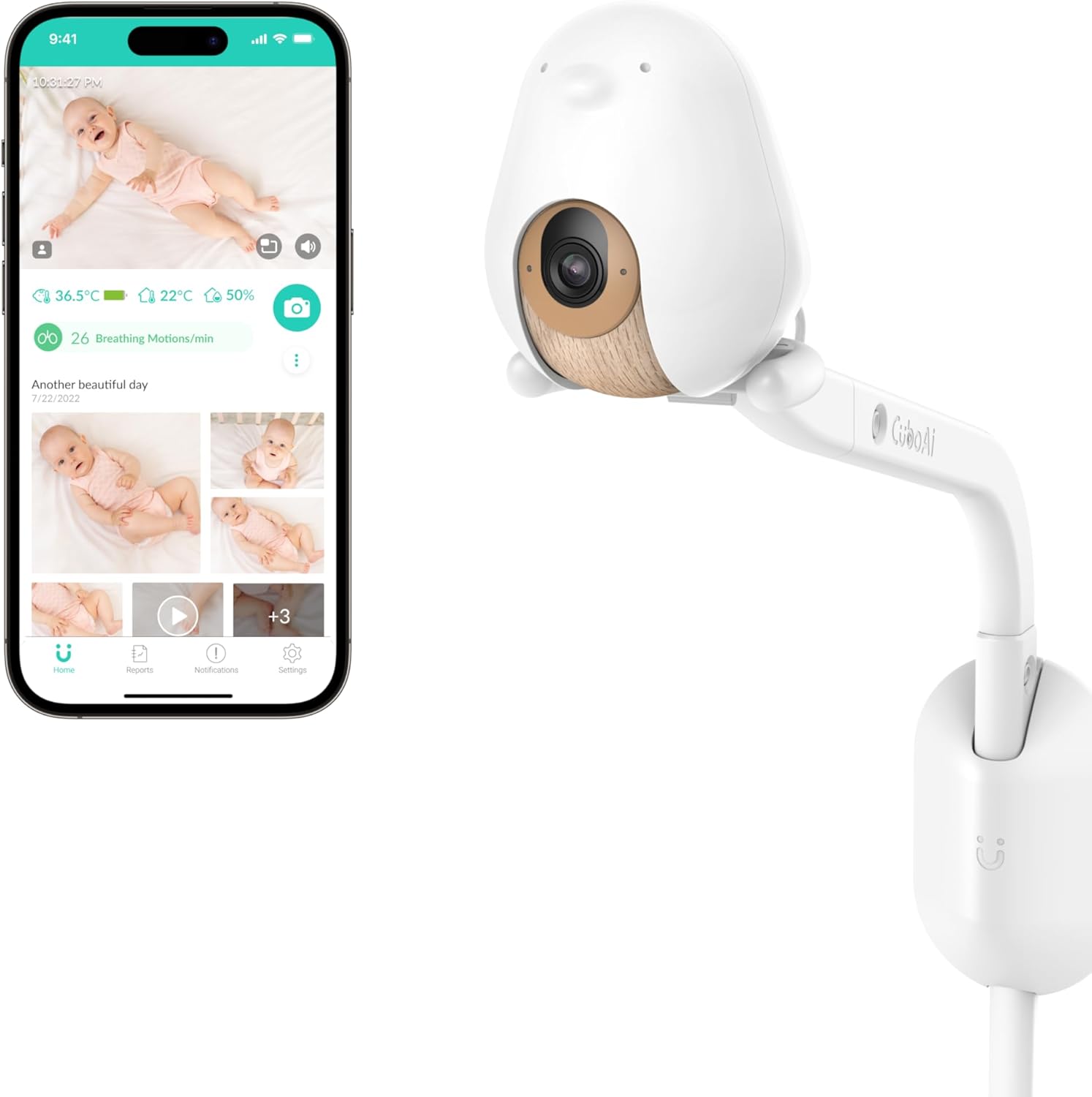 CuboAi Plus Smart Baby Monitor, Special Baby Monitor with Wall Mount, Innovative...