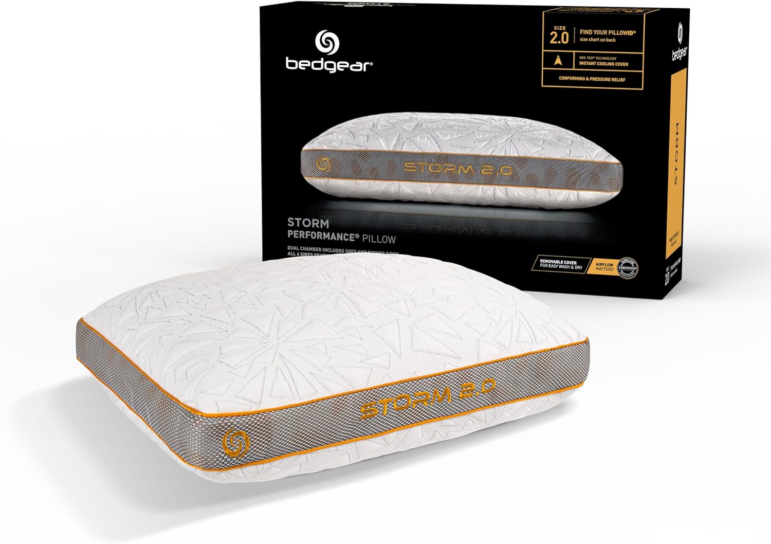 Bedgear Storm Performance Pillow, Special Cooling Pillow for Hot Sleepers, Innov...