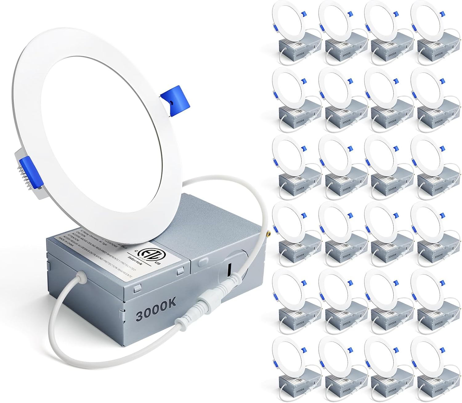 Ensenior 24 Pack 4 Inch LED Recessed Ceiling Light, Dimmable, 3000K Warm White,...