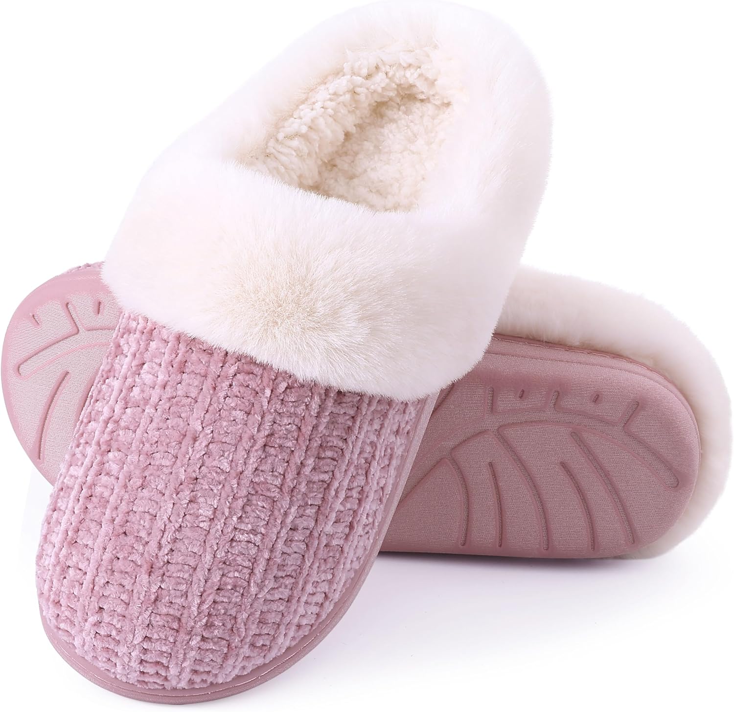 Evshine Warm Knit House Slippers for Women Comfy Fleece Lined Chenille Slippers...