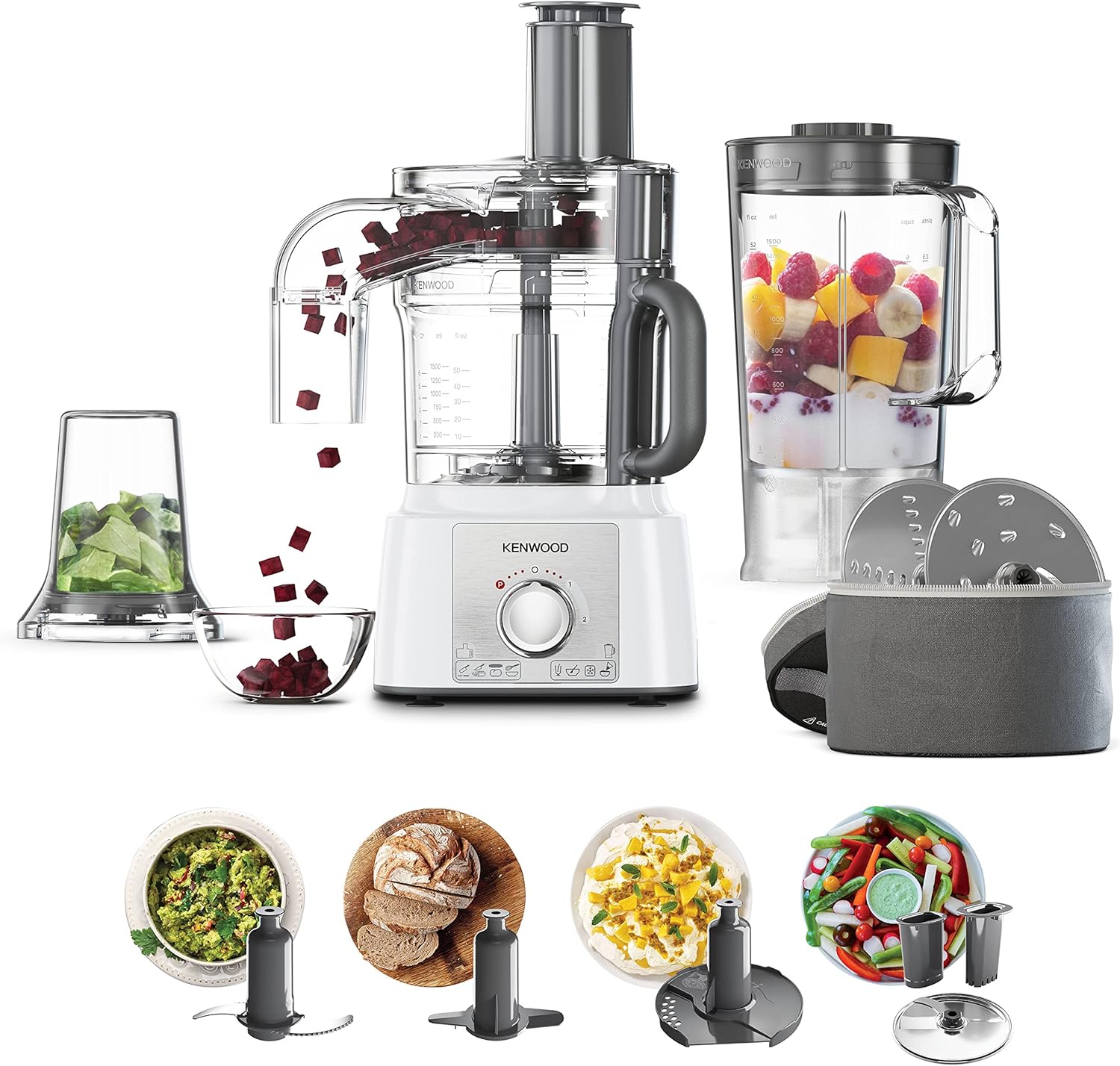 Kenwood FDP65.860WH food processor with 9 attachments. Express Serve and Dice, 1...