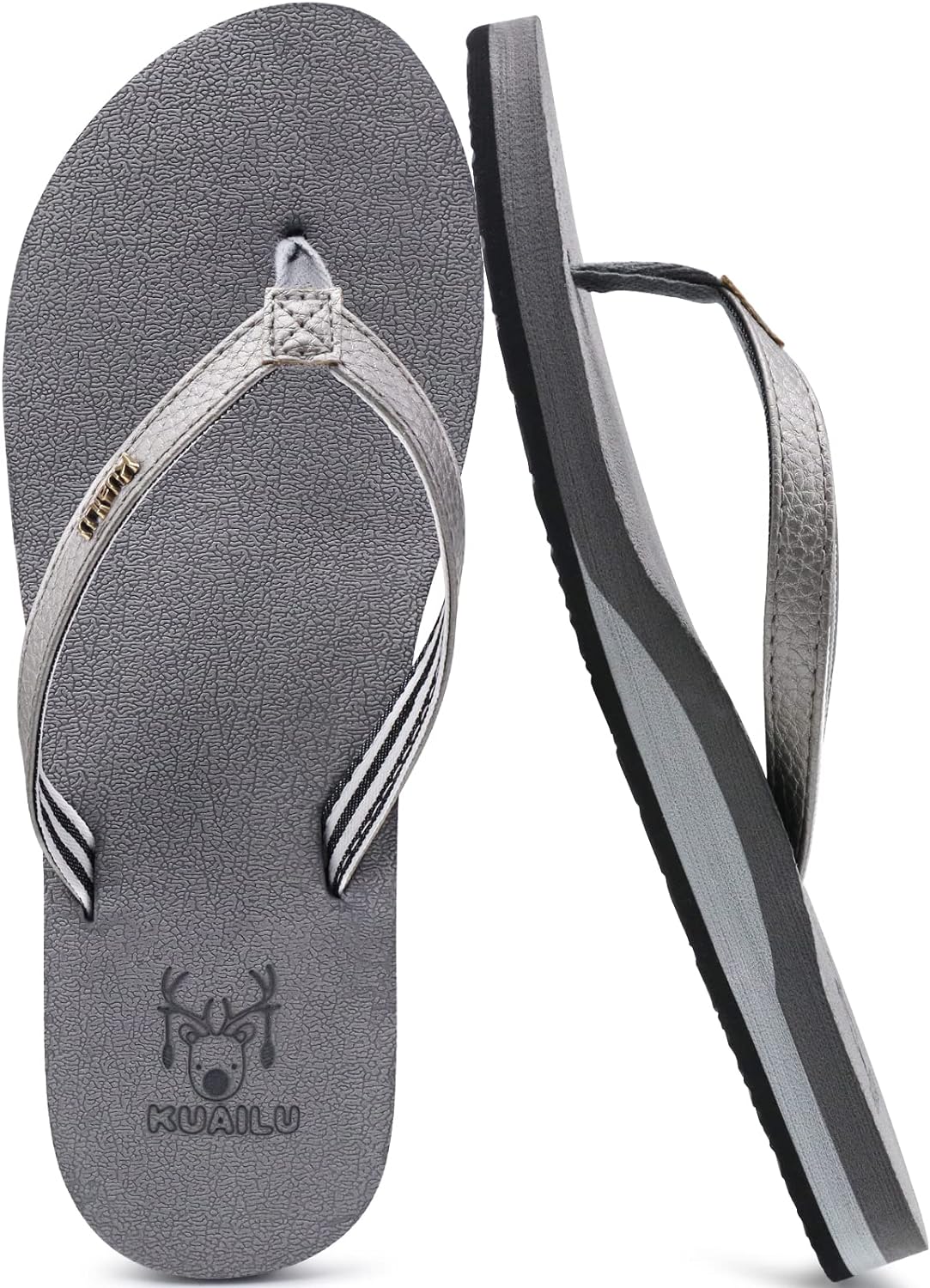 KuaiLu Womens Arch Support Flip Flops, Special Yoga Mat Cushion Thong Sandals, C...