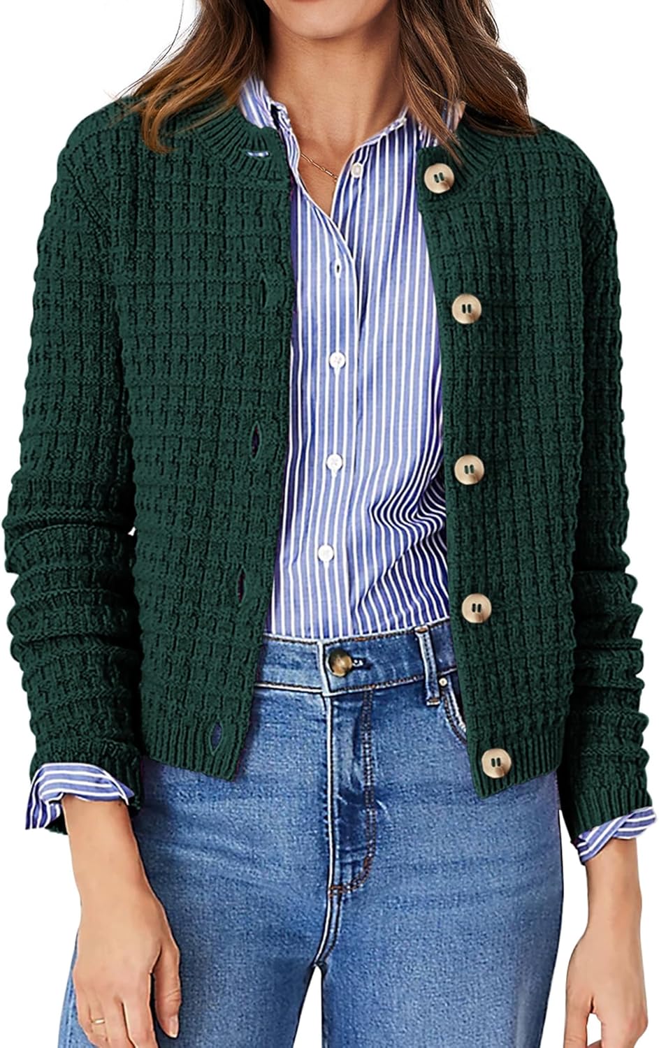 PRETTYGARDEN Women's Knit Cardigan Sweaters, Special Long Sleeve Open Front Butt...