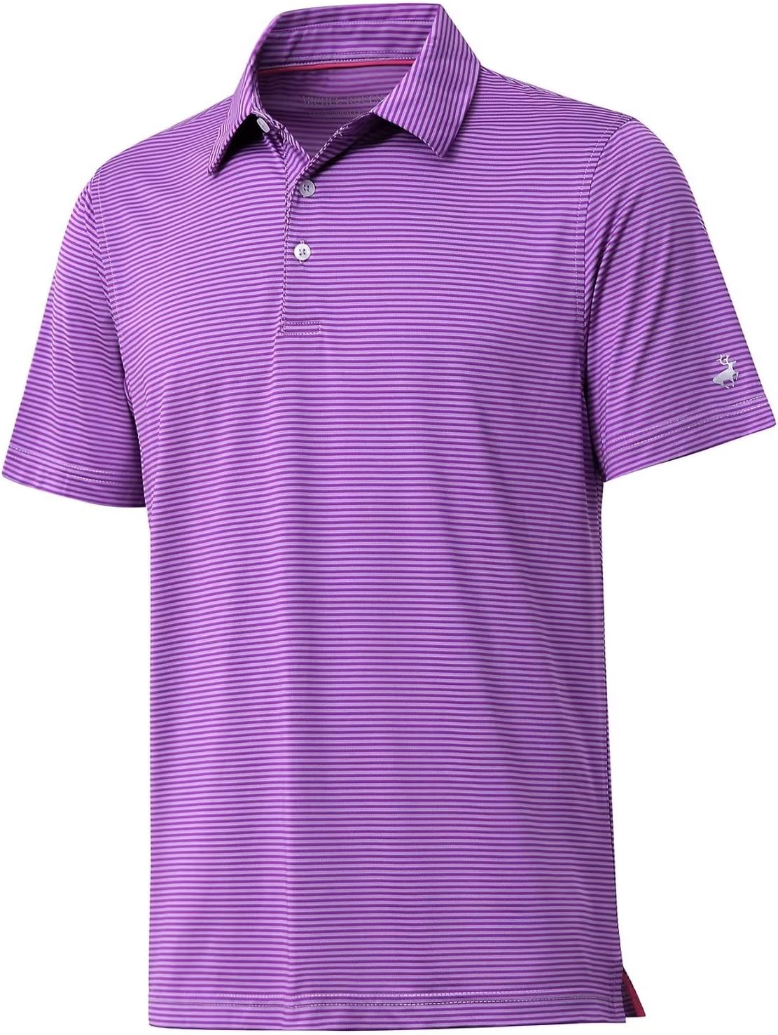 Mens Golf Shirt Moisture Wicking Dry Fit Performance Sport Short Sleeve Striped...