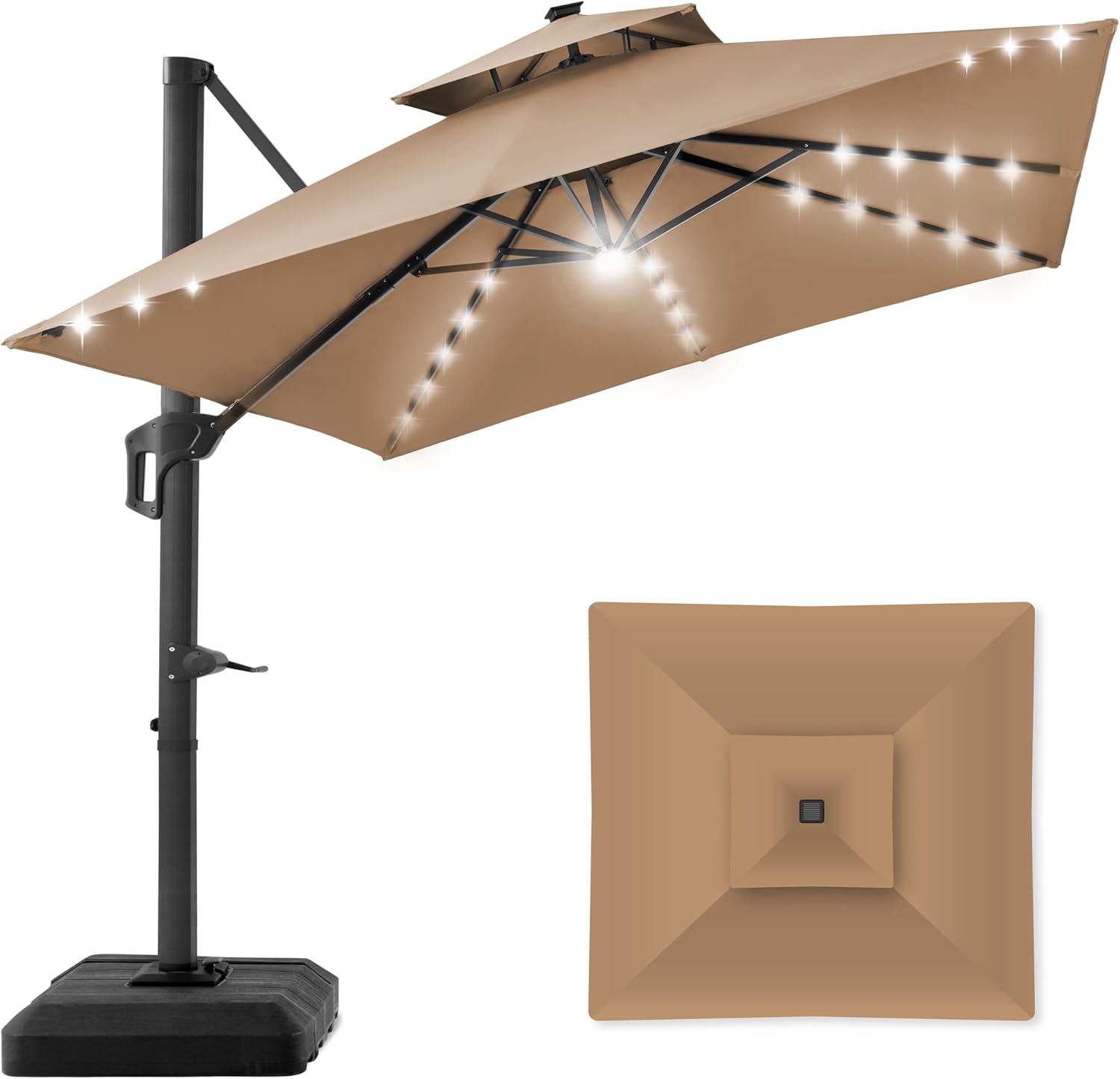Choice Products Patio Umbrella, Special 10x10ft 2-Tier Square Cantilever Umbrell...