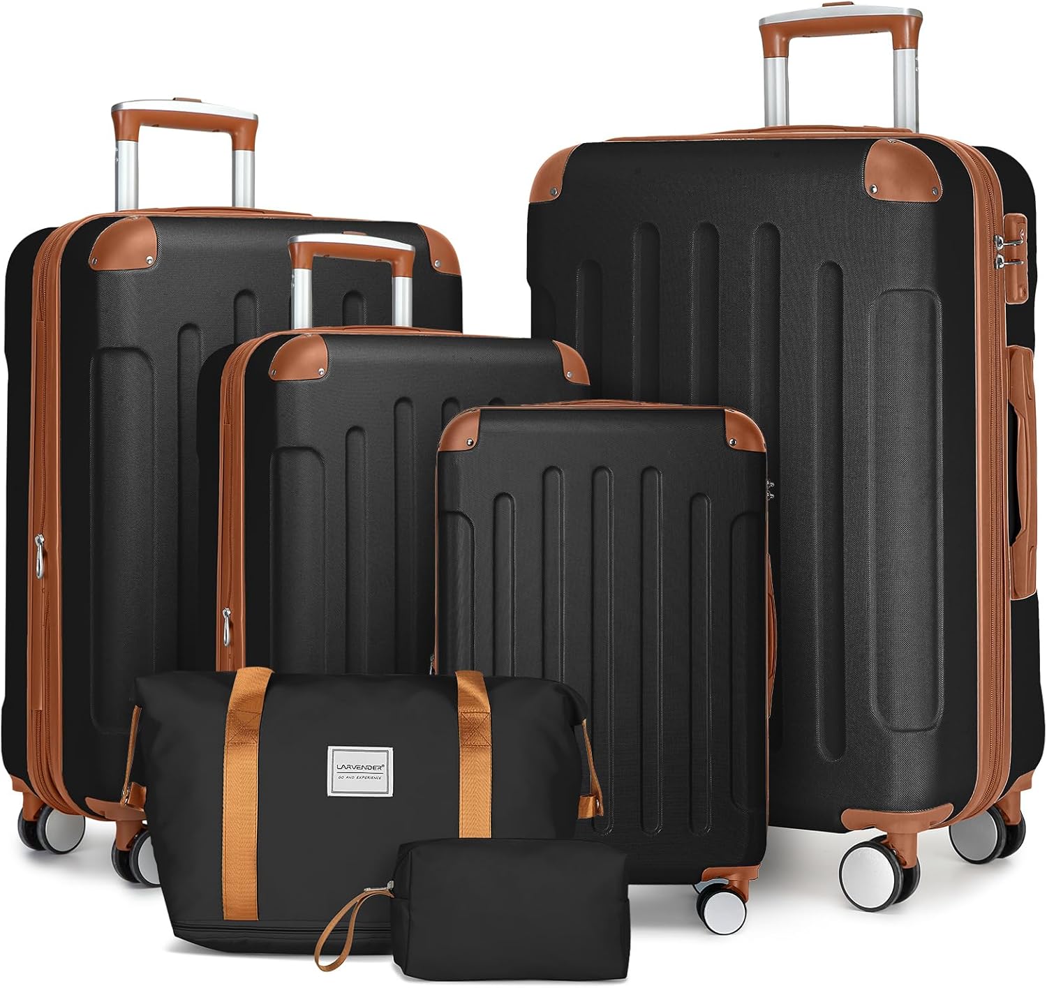 LARVENDER Luggage Sets, Special 6 Piece Hardshell Expandable Suitcase Set with D...